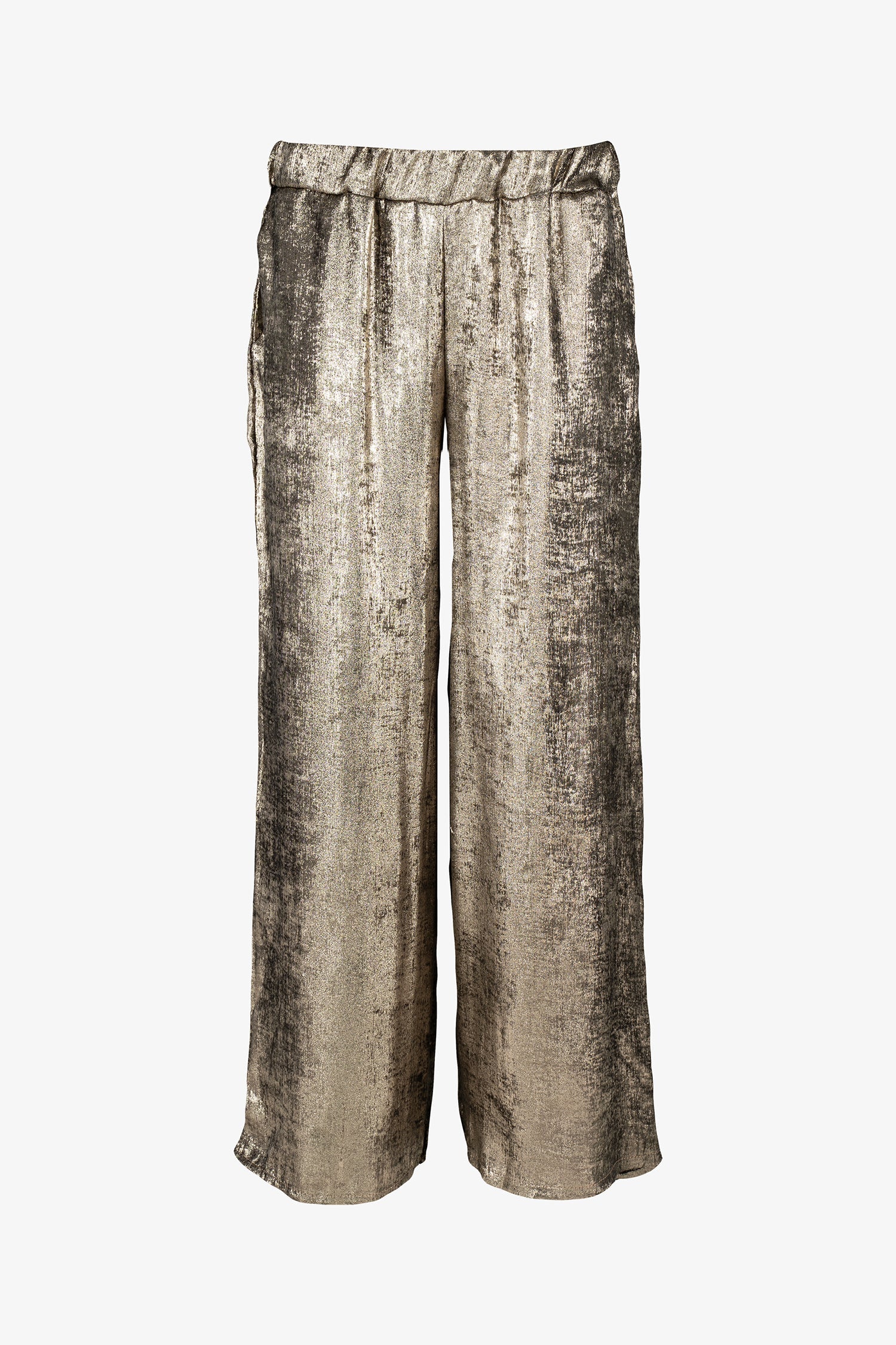 Women's woven pull-on wide leg pants, with slash pockets