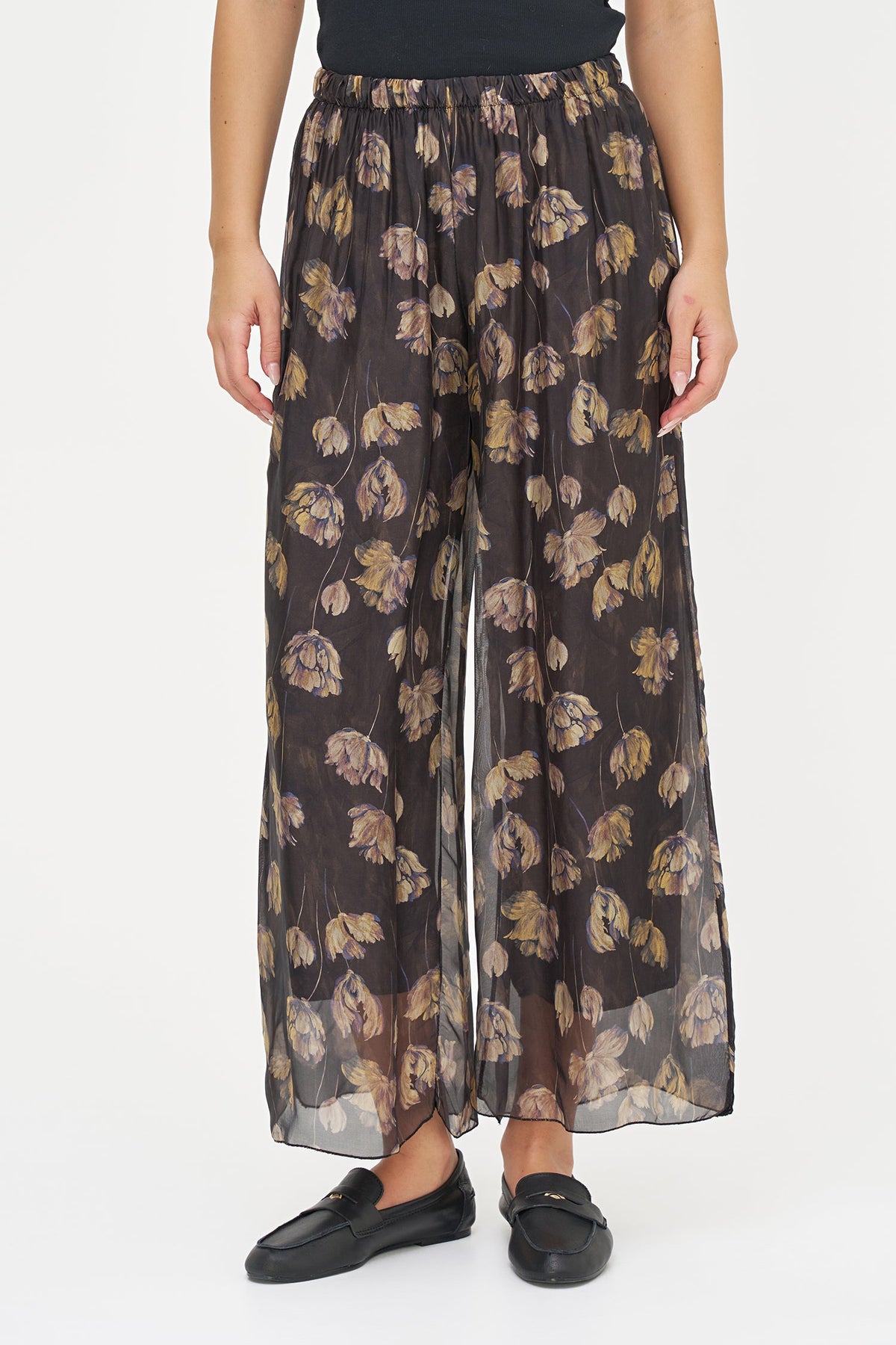 Women's Printed Woven Pull-On Wide-Leg Pants