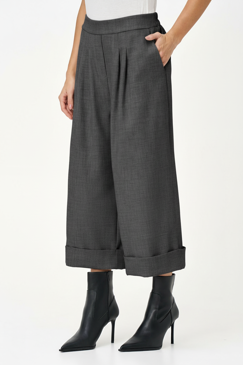 Women's Woven Pull-On Wide Leg Crop Pants