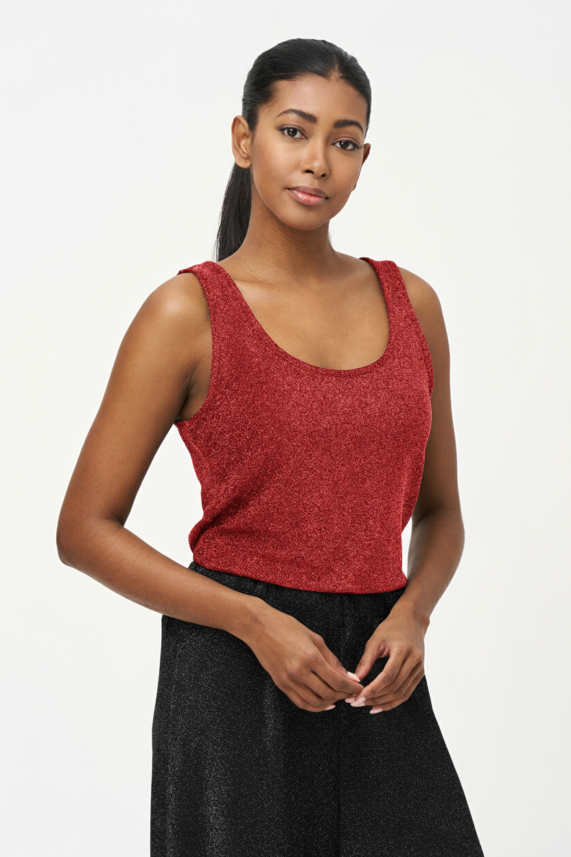 Women's Knit Sleeveless Top With A Scoop Neckline