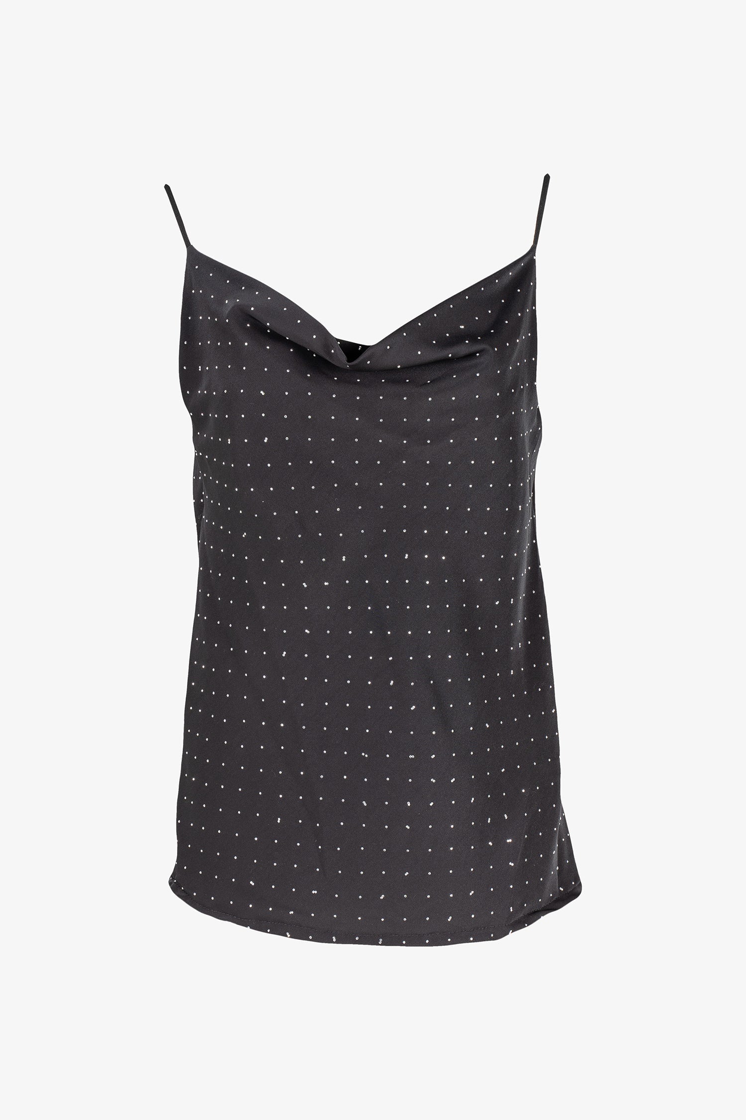 Women's woven camisole, with a cowl neckline and decorative studs