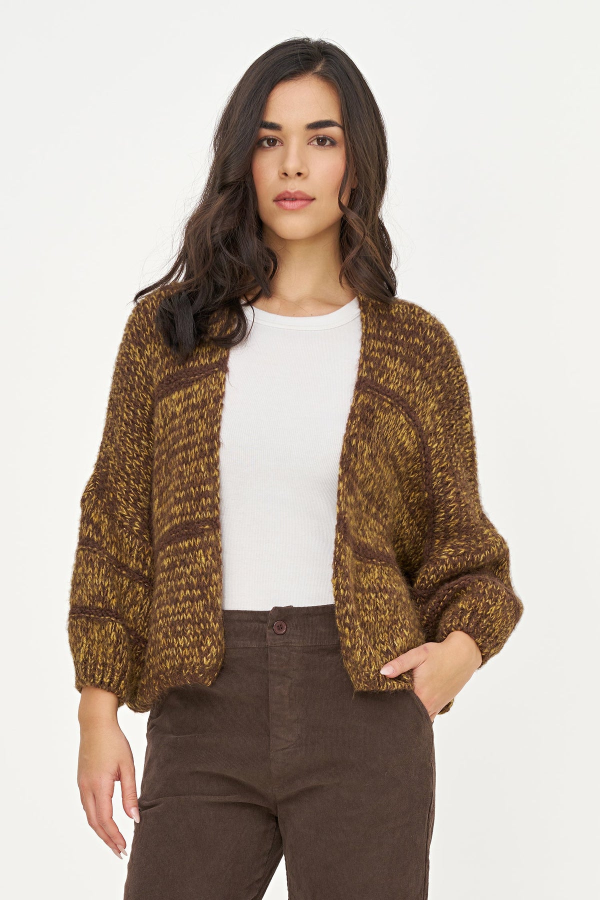 Women's Knit Color-Block Open Cardigan