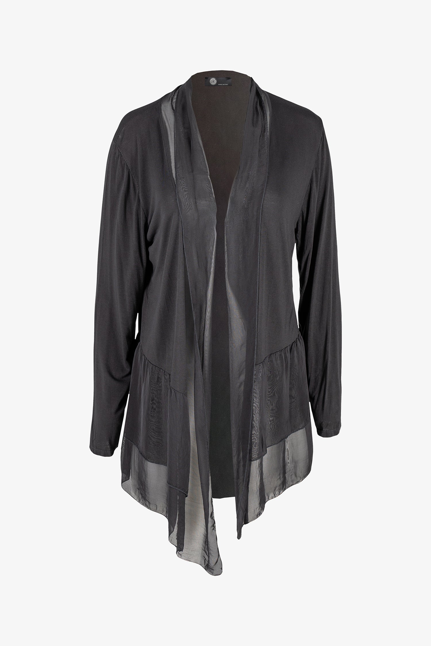 Women's Woven And Knit Combo Cardigan