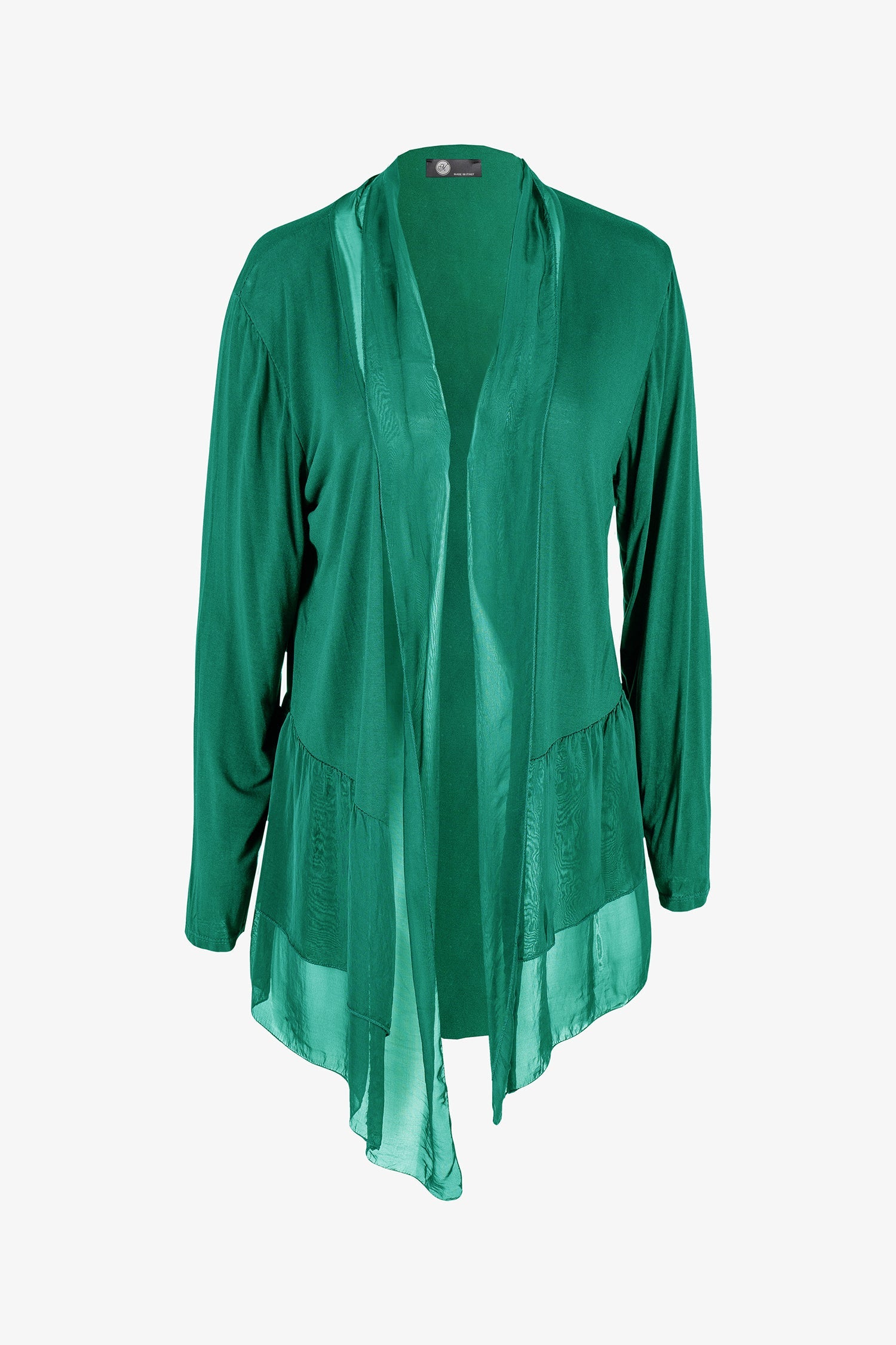 Women's Woven And Knit Combo Cardigan