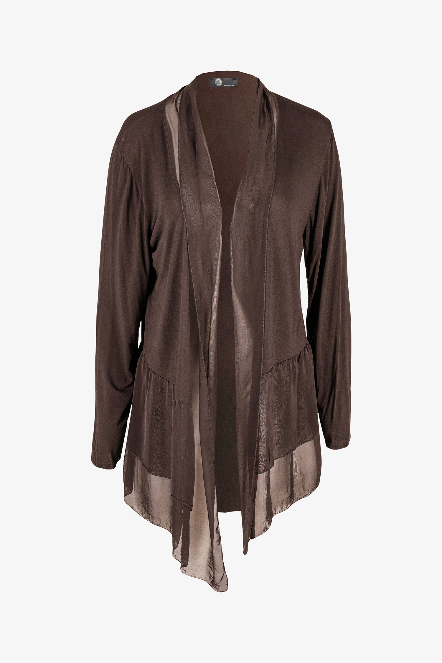 Women's Woven And Knit Combo Cardigan