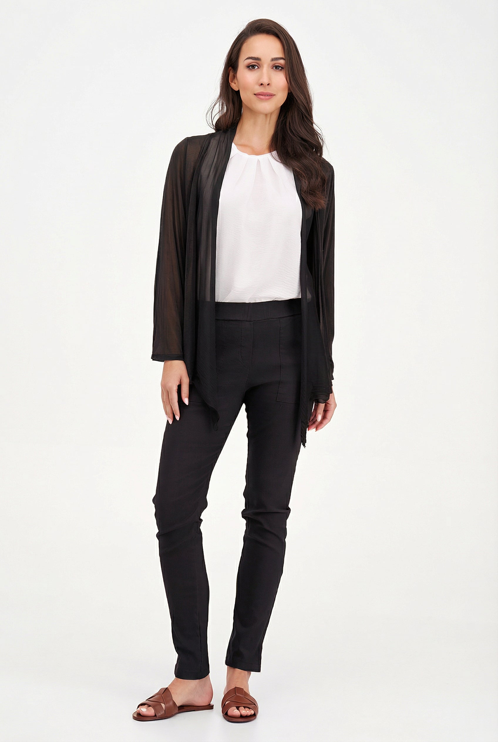 Women's Knit/Woven Combo Cardigan