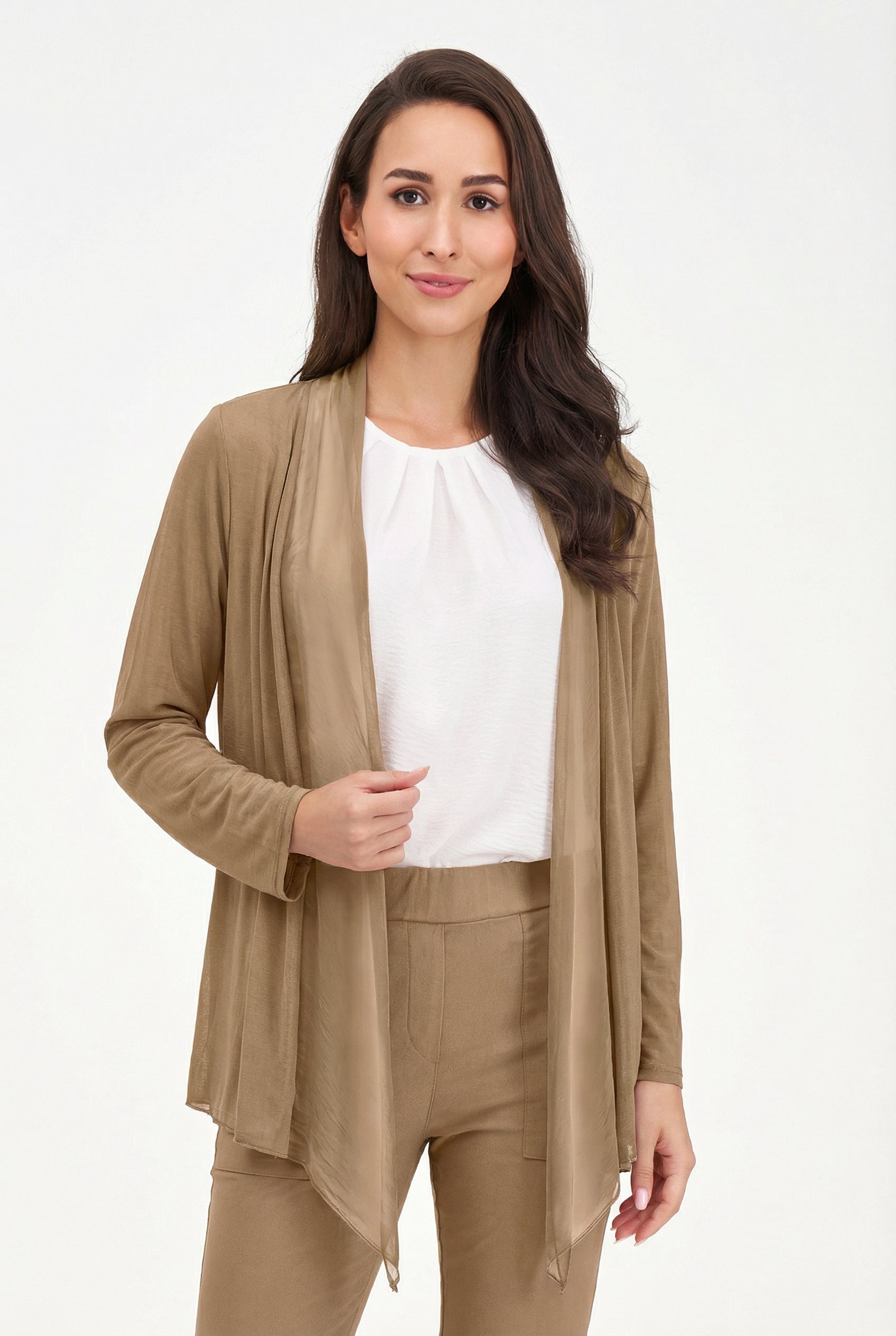 Women's Knit/Woven Combo Cardigan