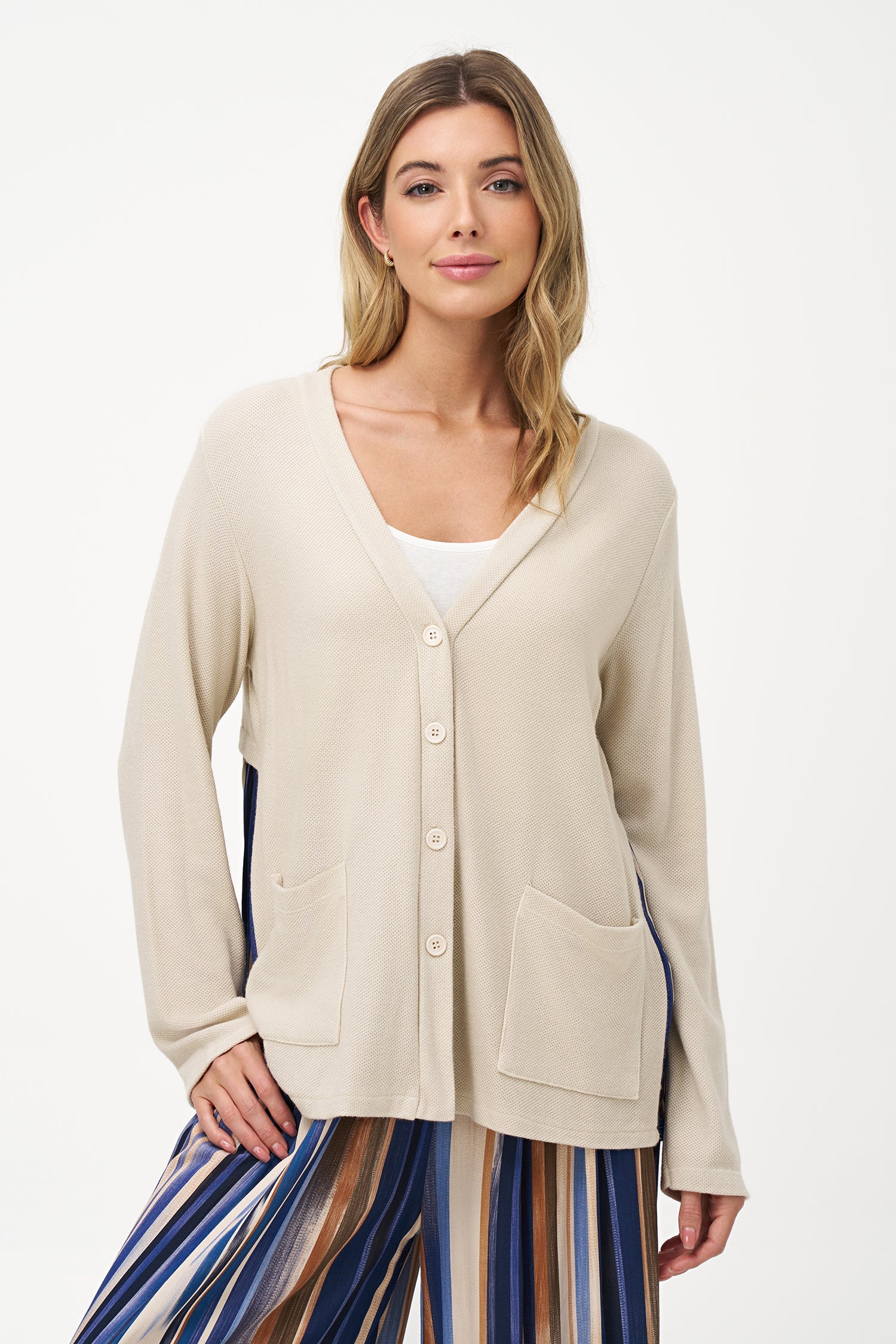 Women's V-Neckline Knit Button-Down Cardigan