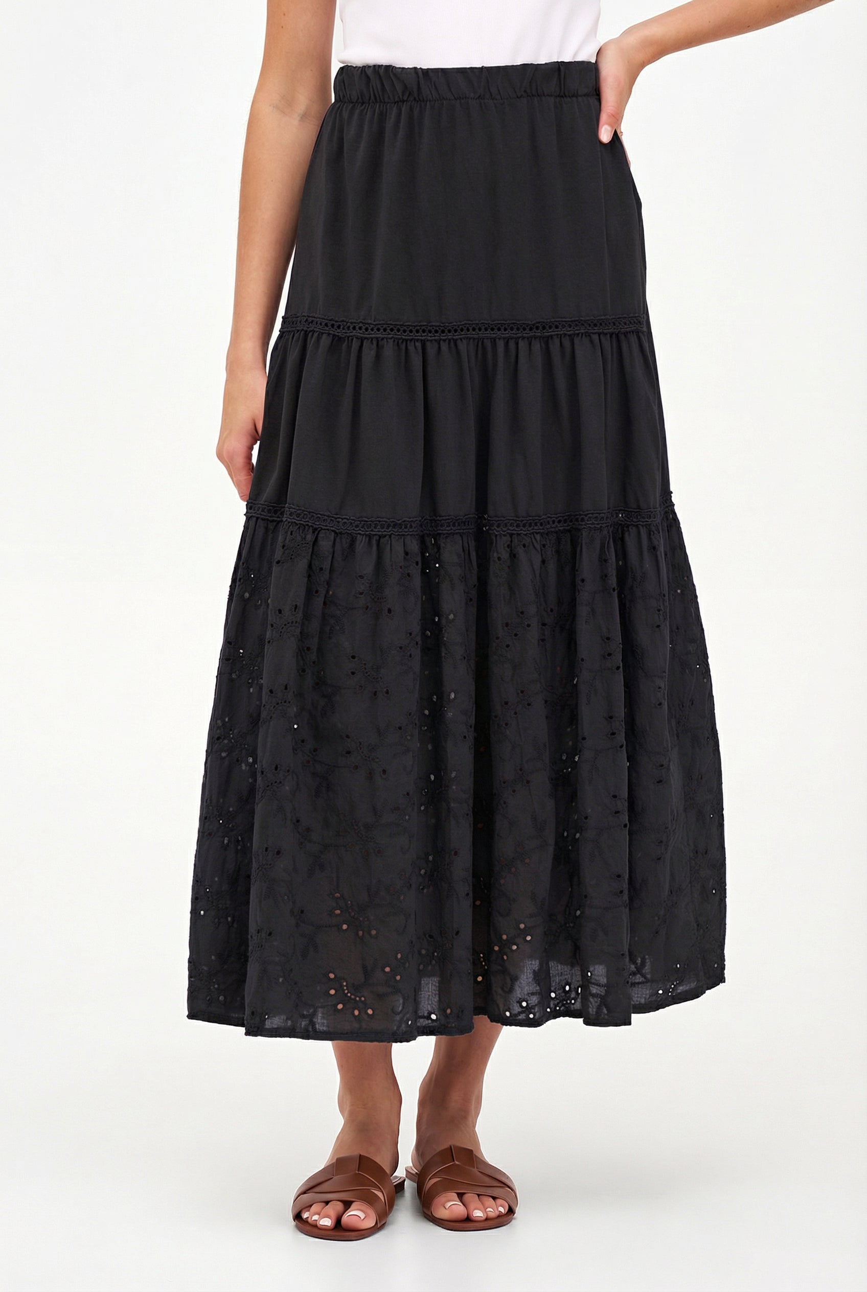 Women's Knit/Woven Combo Skirt