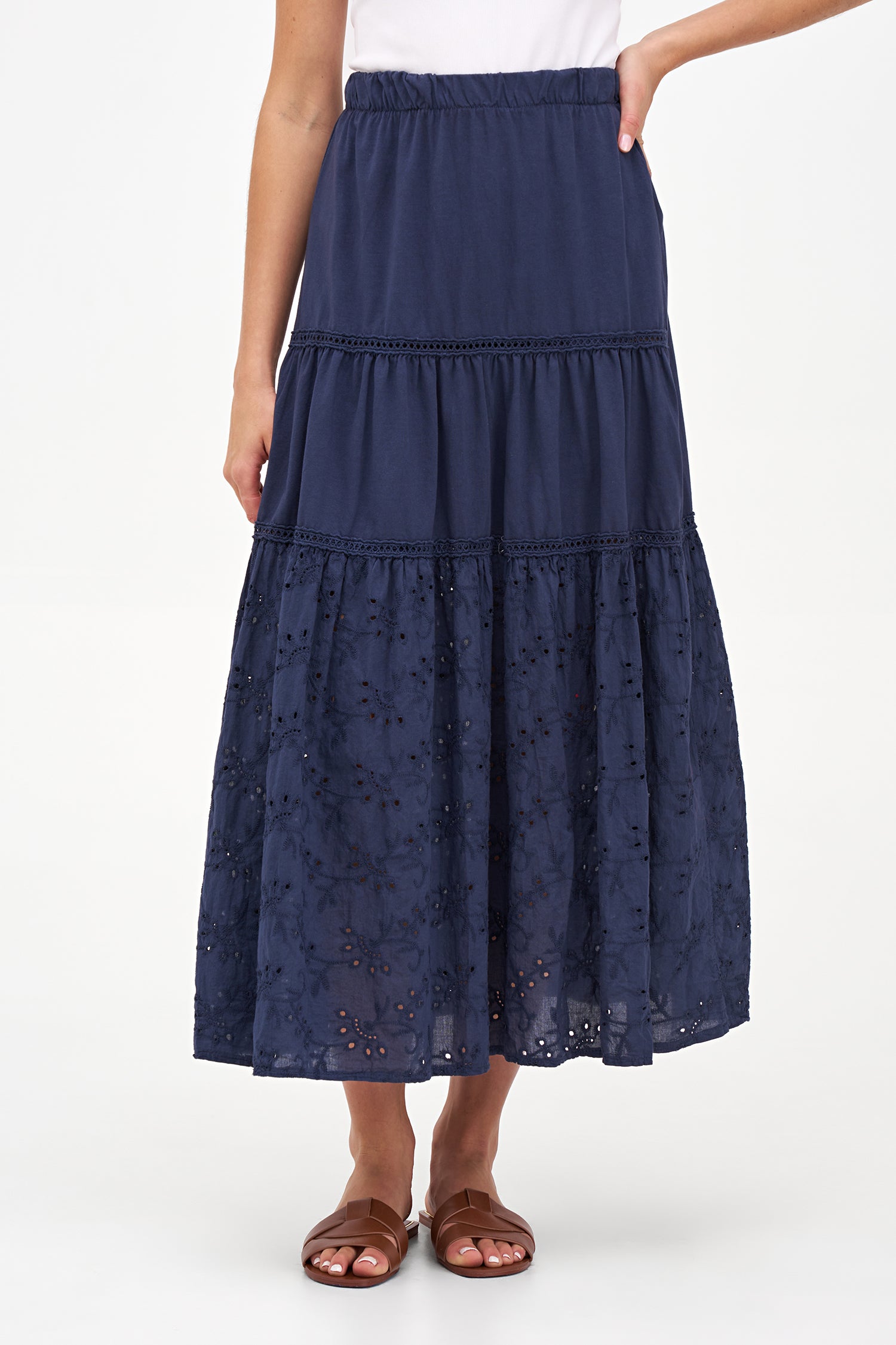 Women's Knit/Woven Combo Skirt