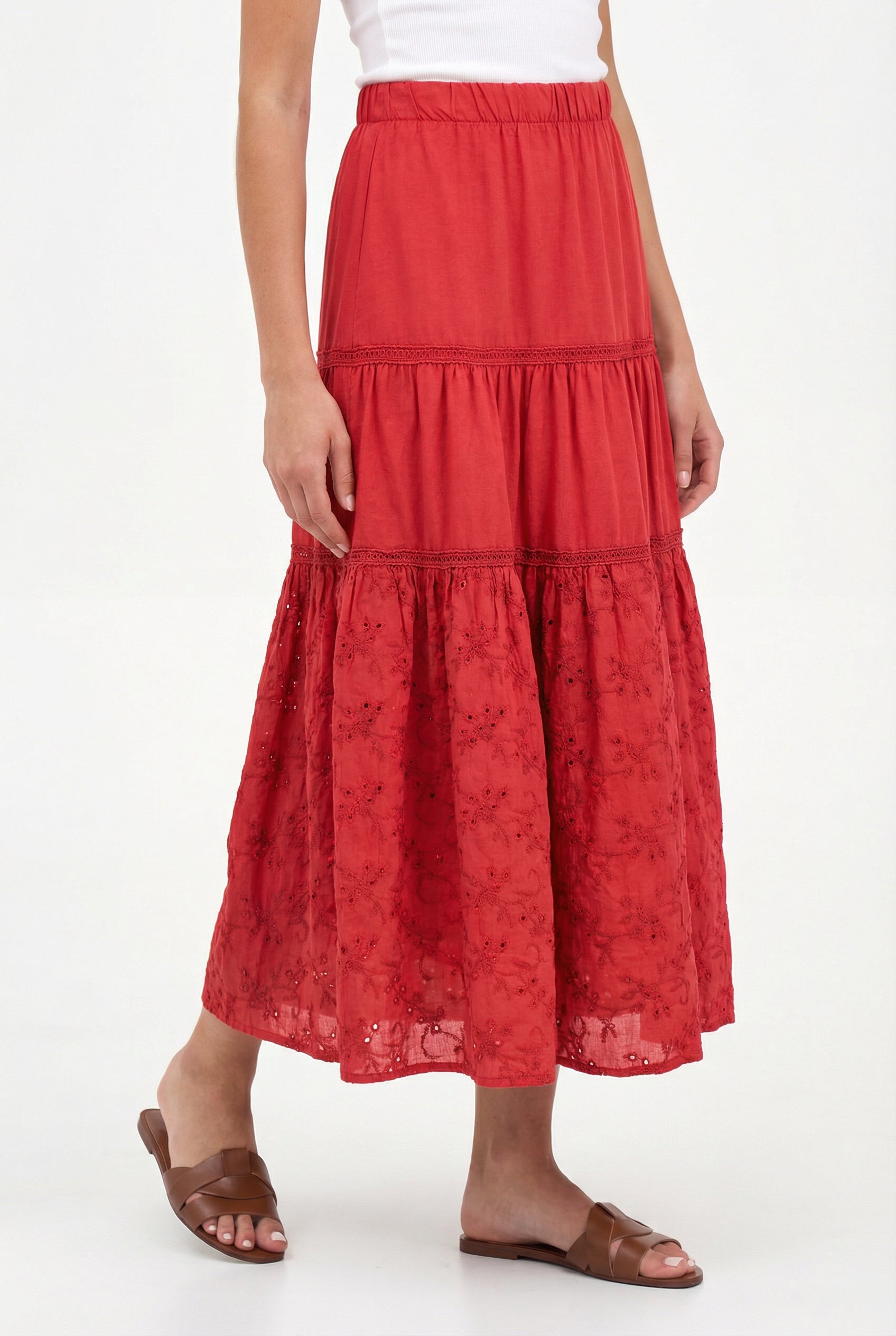 Women's Knit/Woven Combo Skirt