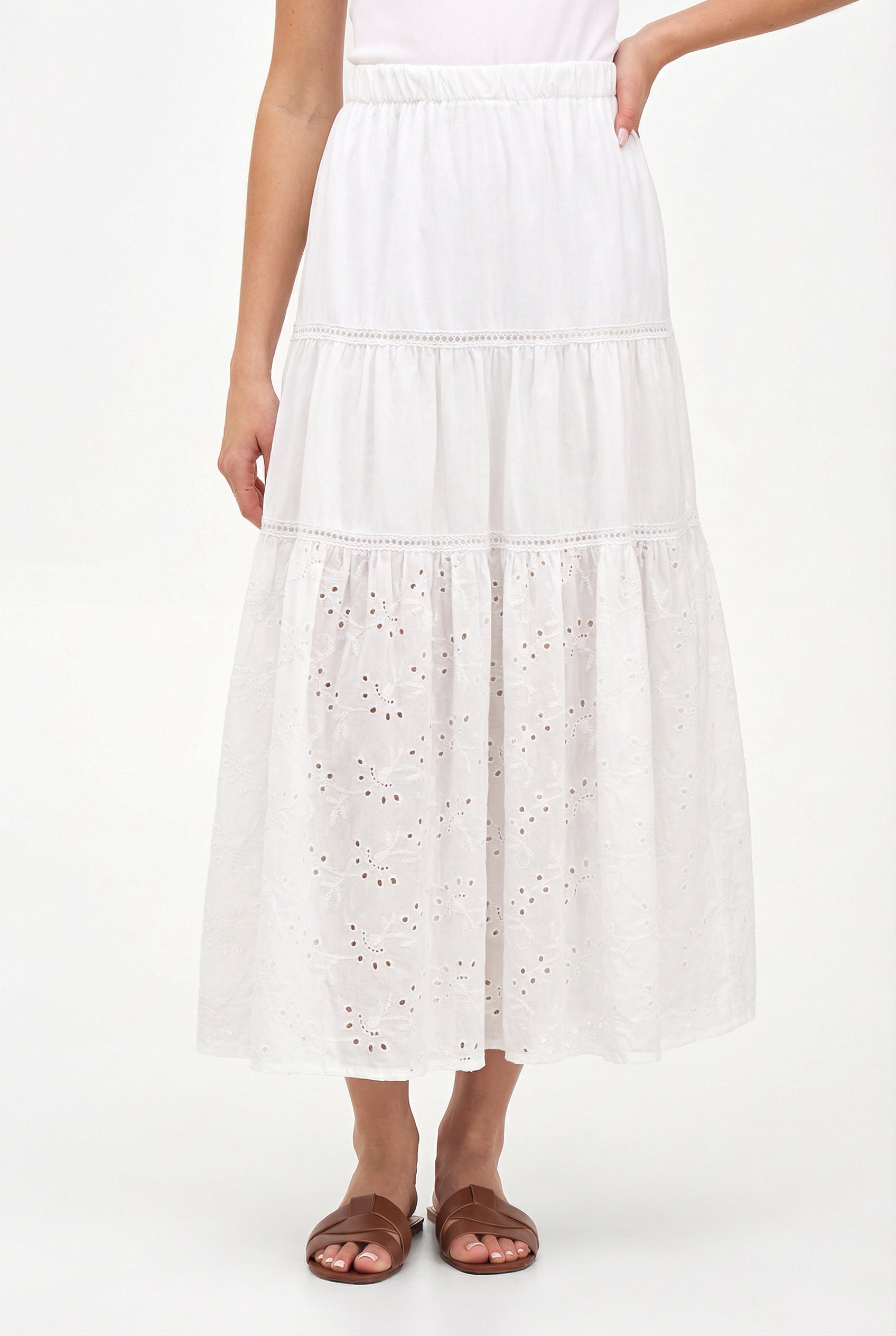 Women's Knit/Woven Combo Skirt