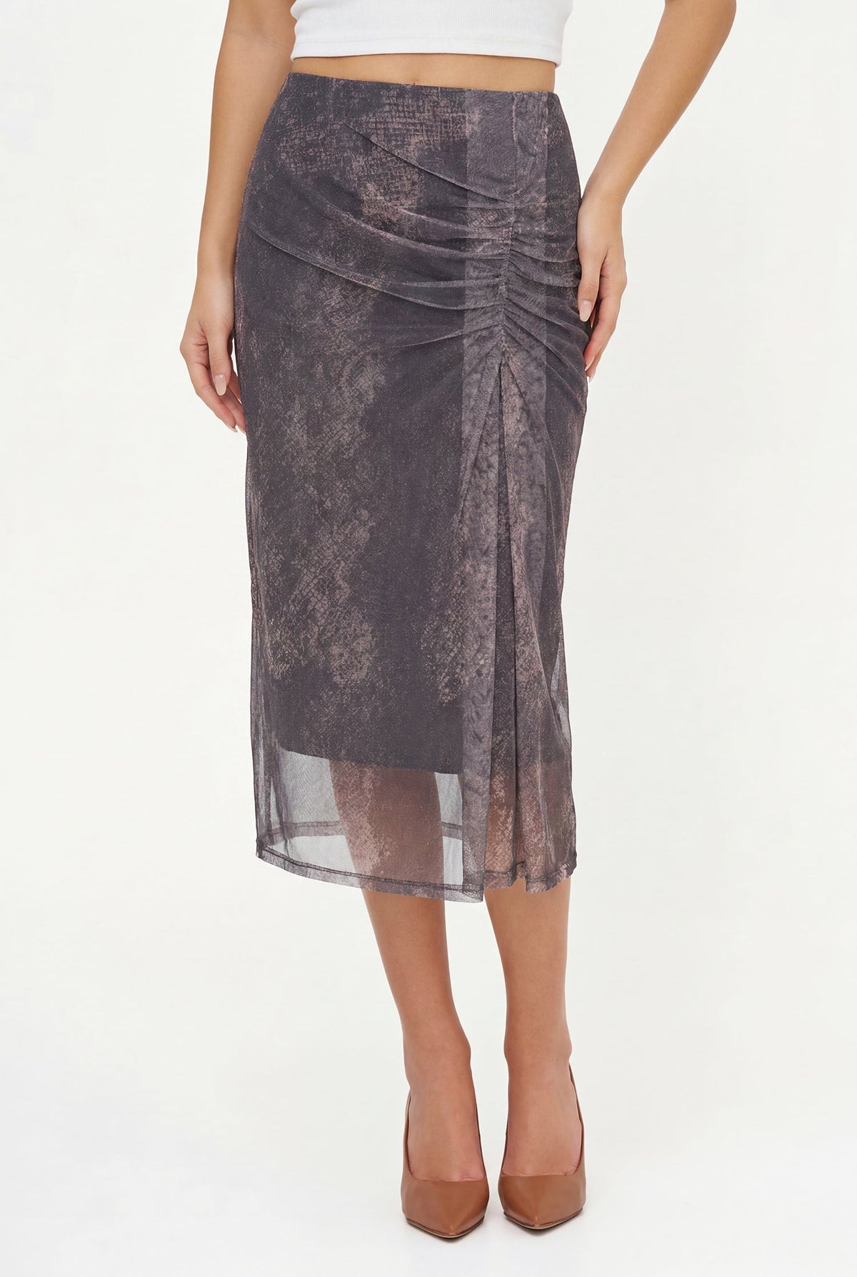 Women's Printed Mesh-Knit Pull-On Skirt