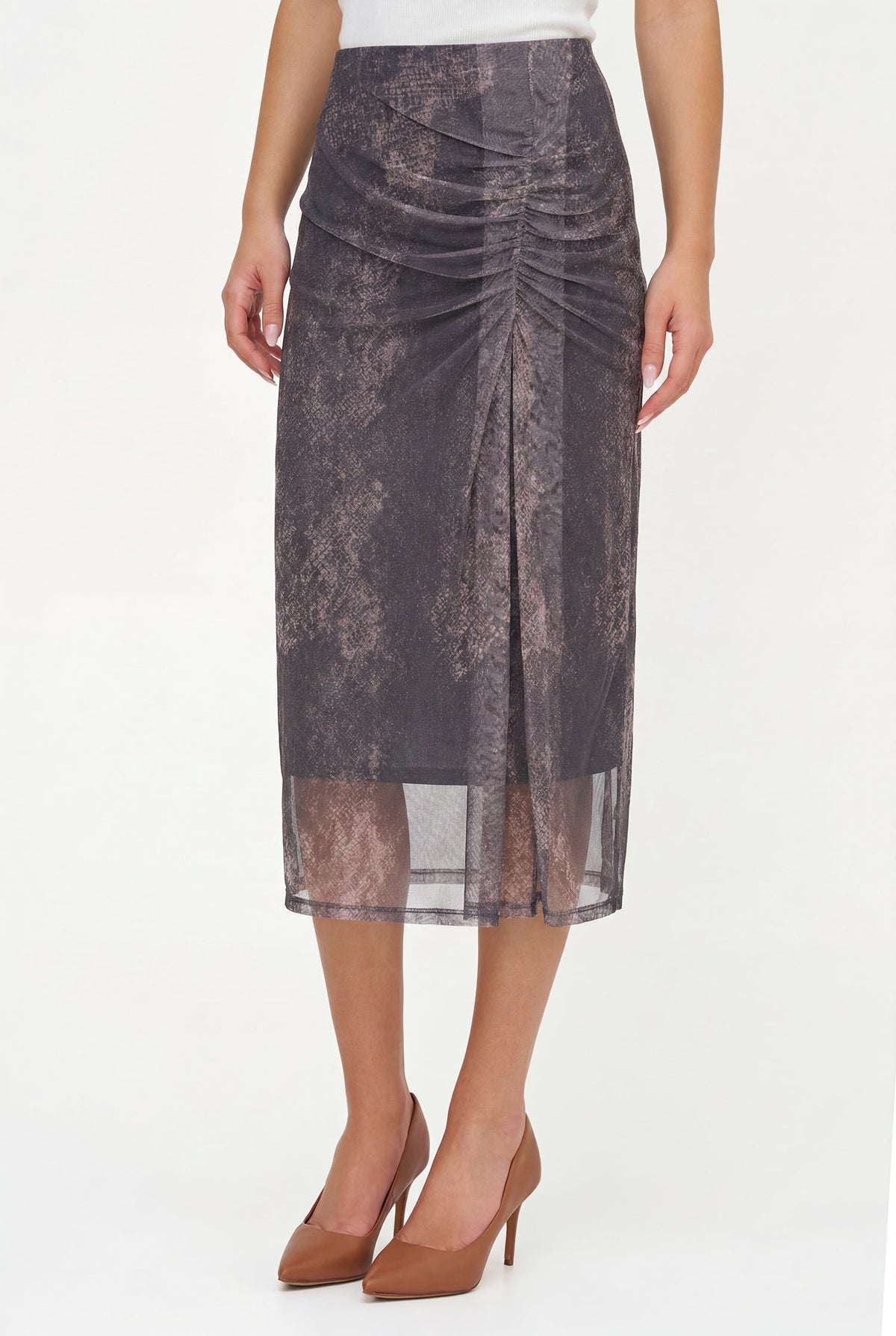 Women's Printed Mesh-Knit Pull-On Skirt