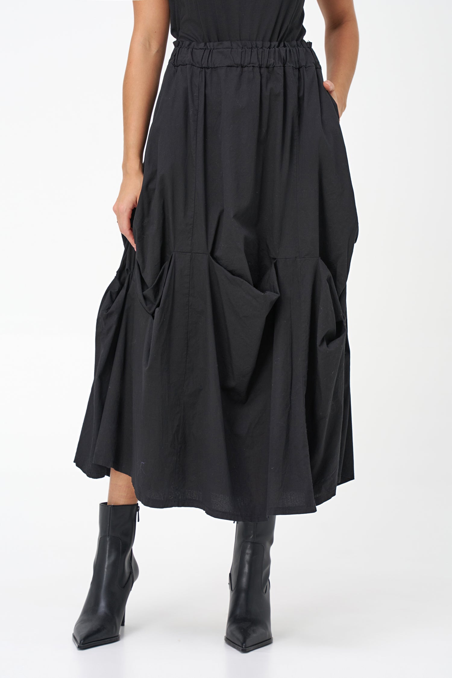 Women's Woven Bubble Gathered Pull-On Skirt