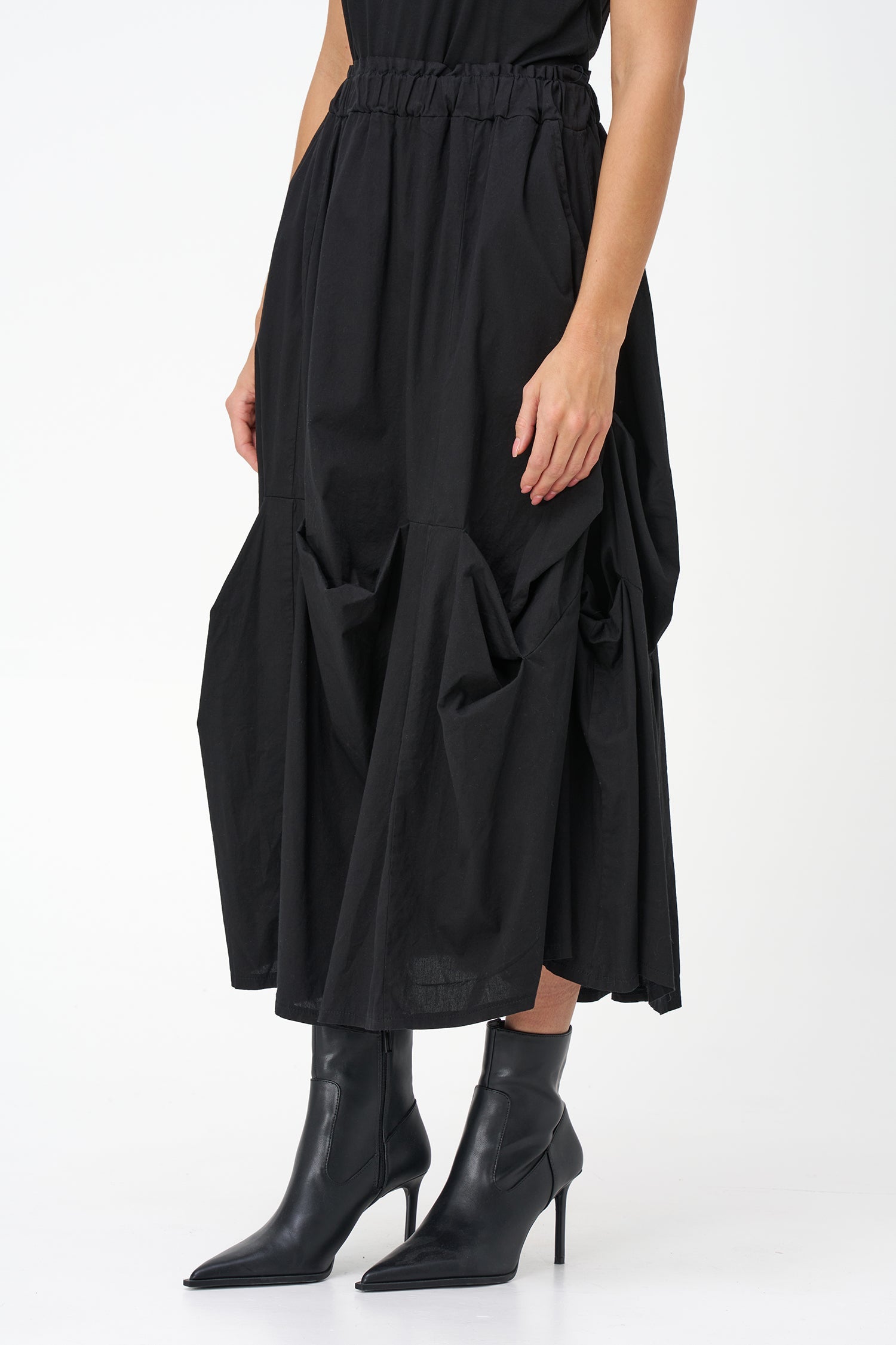 Women's Woven Bubble Gathered Pull-On Skirt