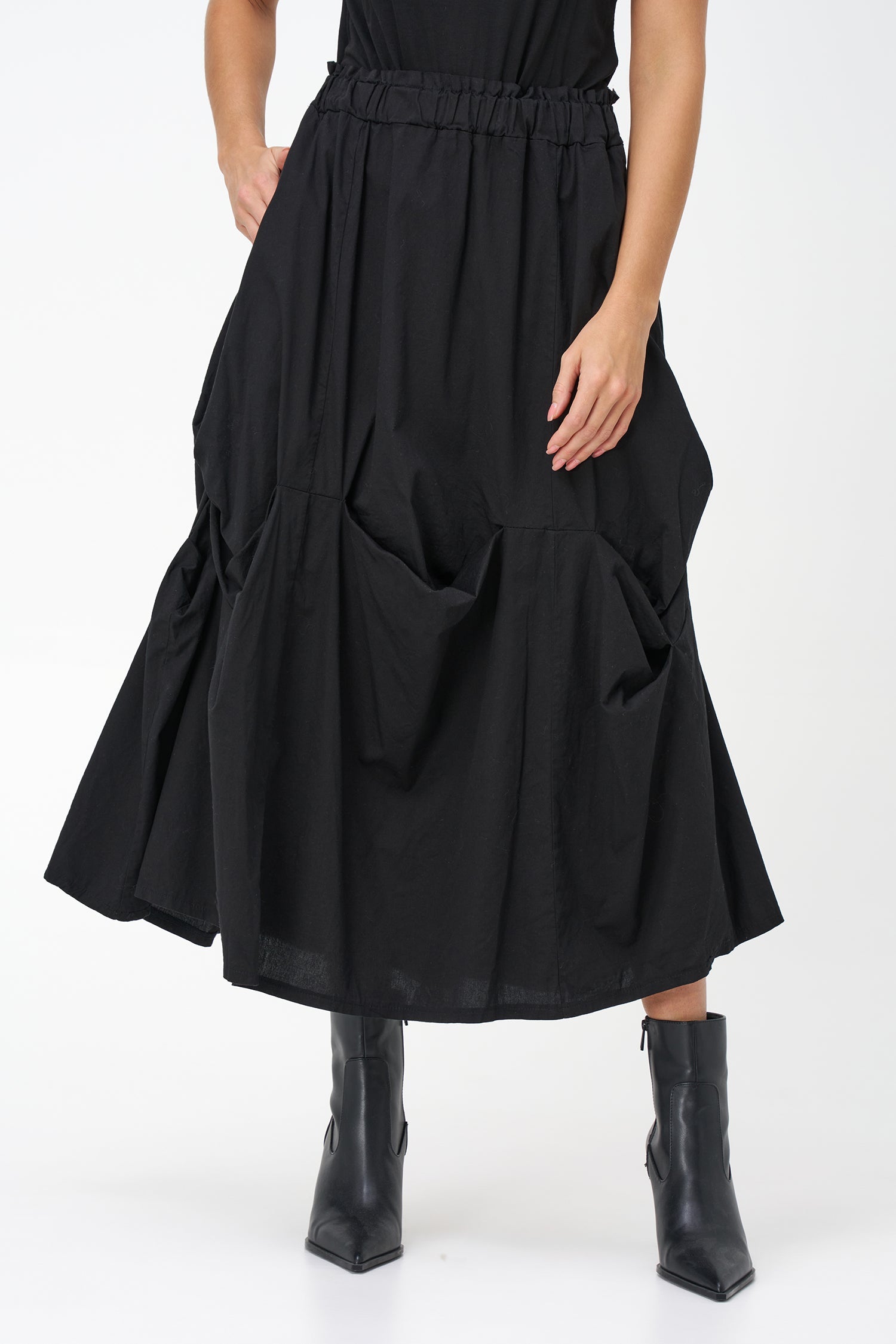 Women's Woven Bubble Gathered Pull-On Skirt