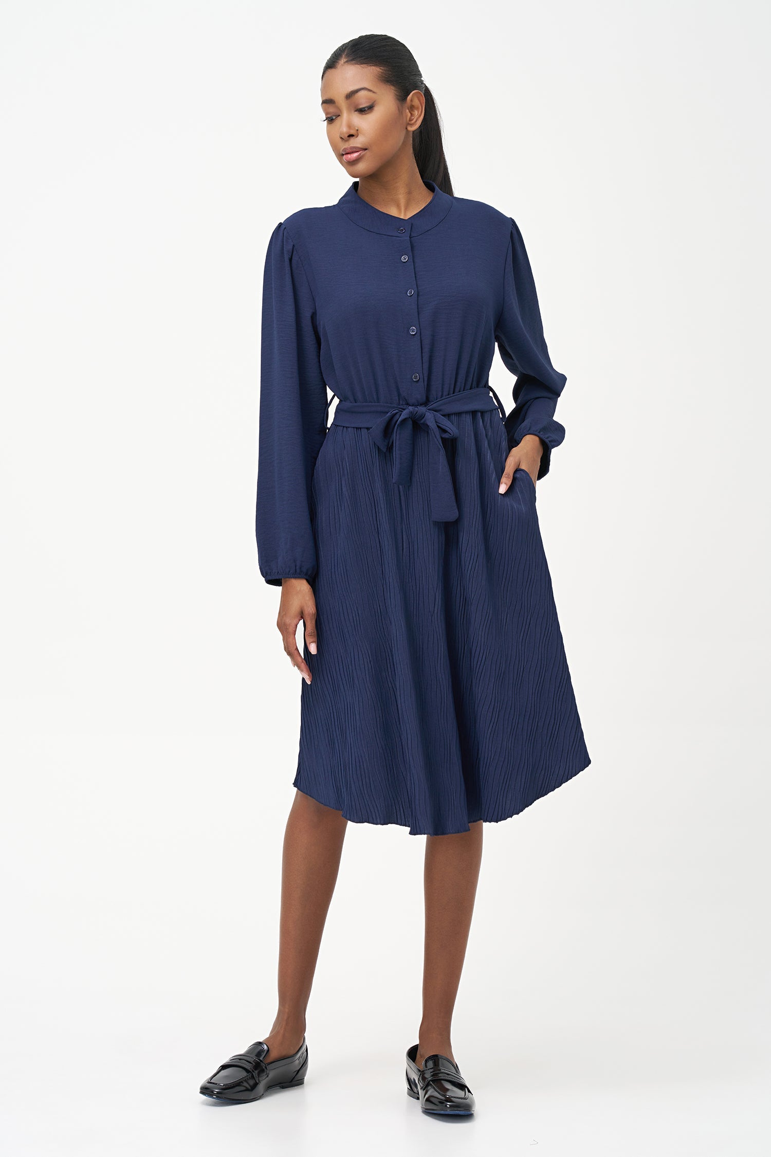Women's Woven Long Sleeve Shirt Dress