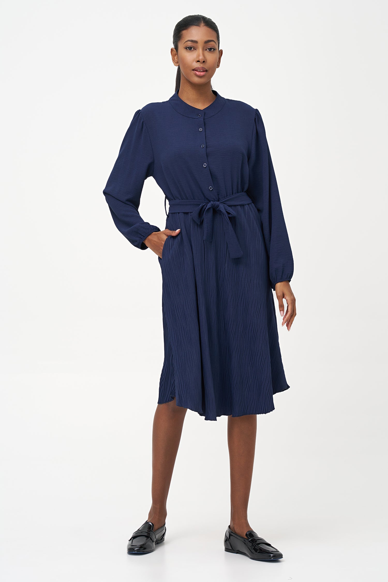 Women's Woven Long Sleeve Shirt Dress