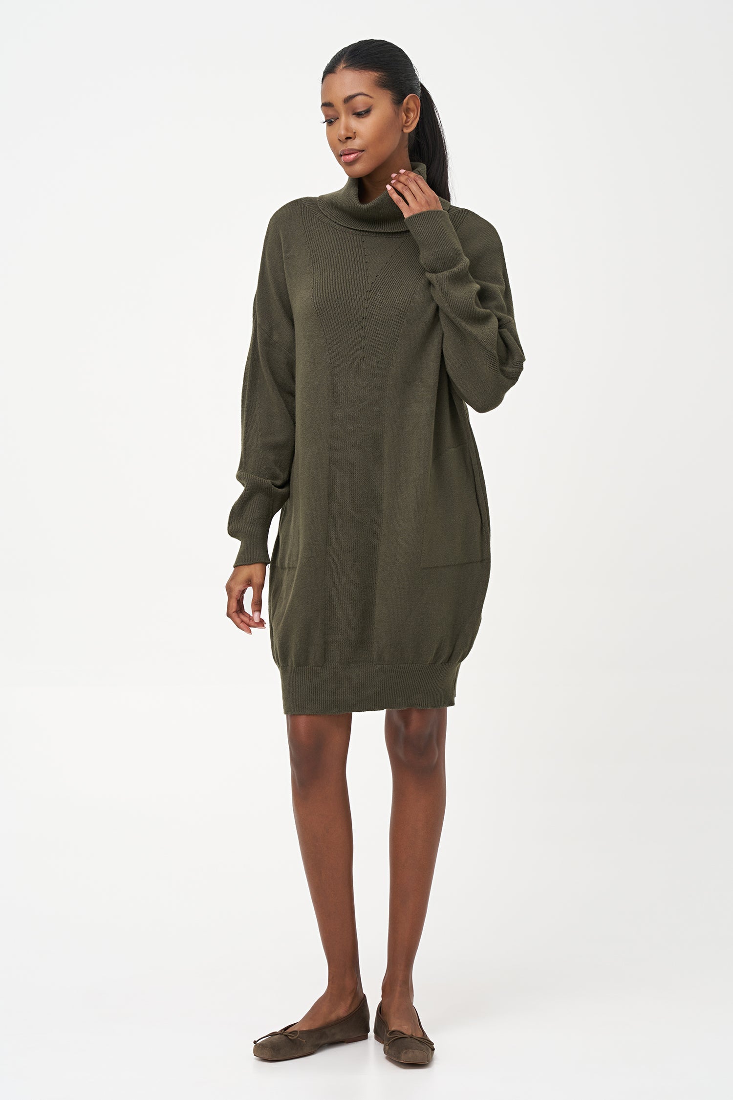 Women's Knit Turtle-Neck Dress
