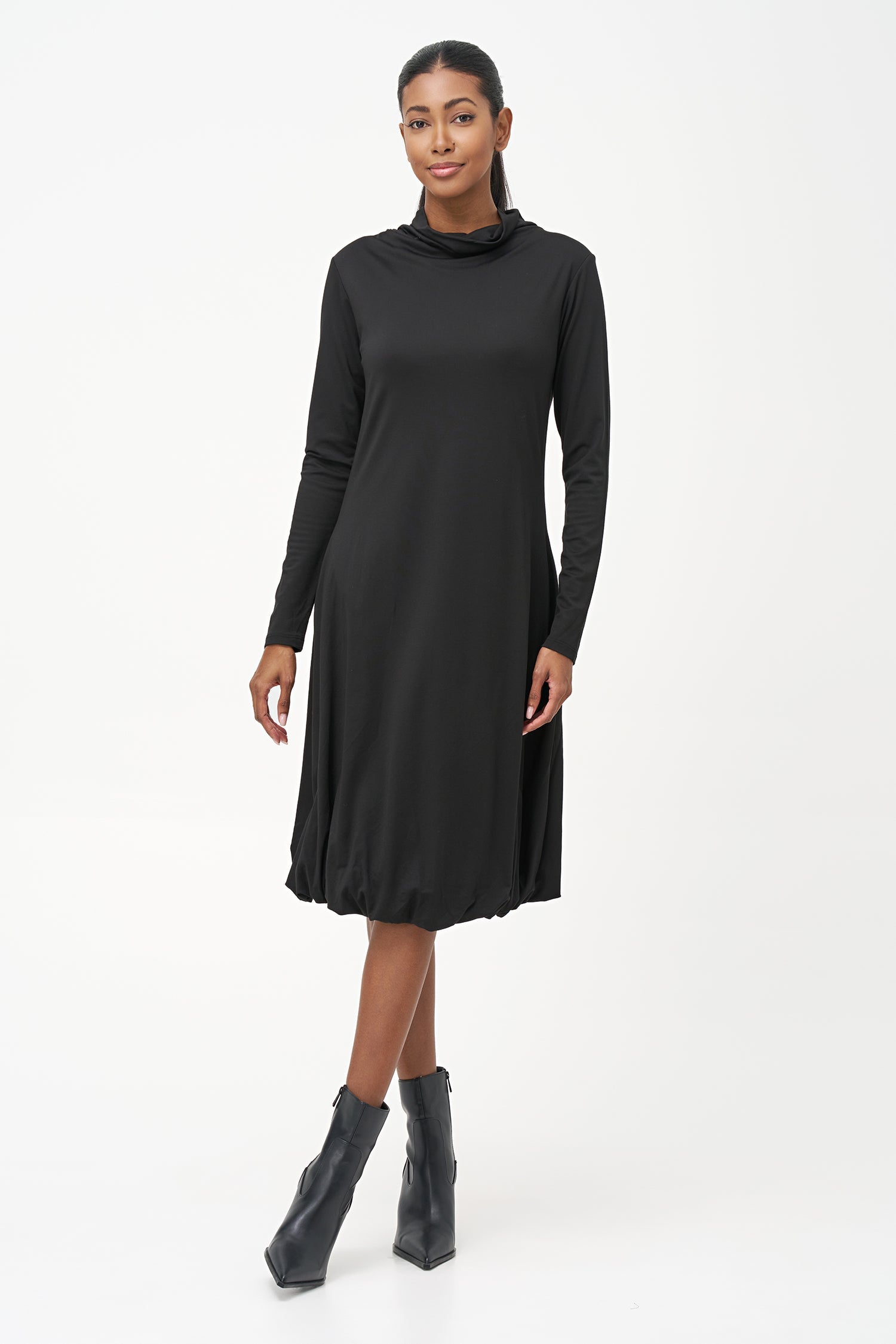 Women's Knit Turtle-Neck Knee-Length Dress