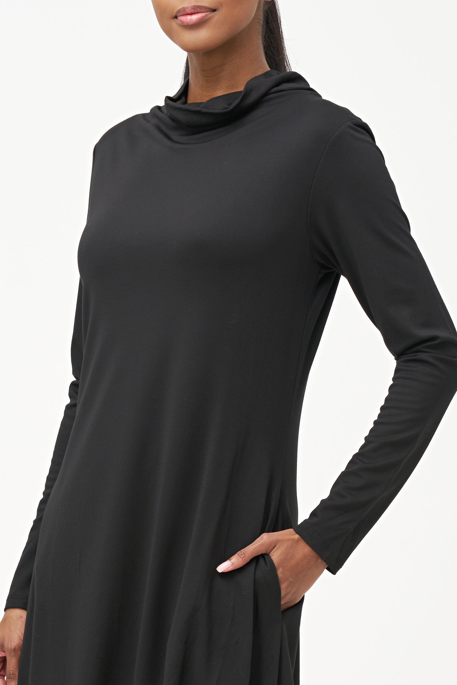 Women's Knit Turtle-Neck Knee-Length Dress