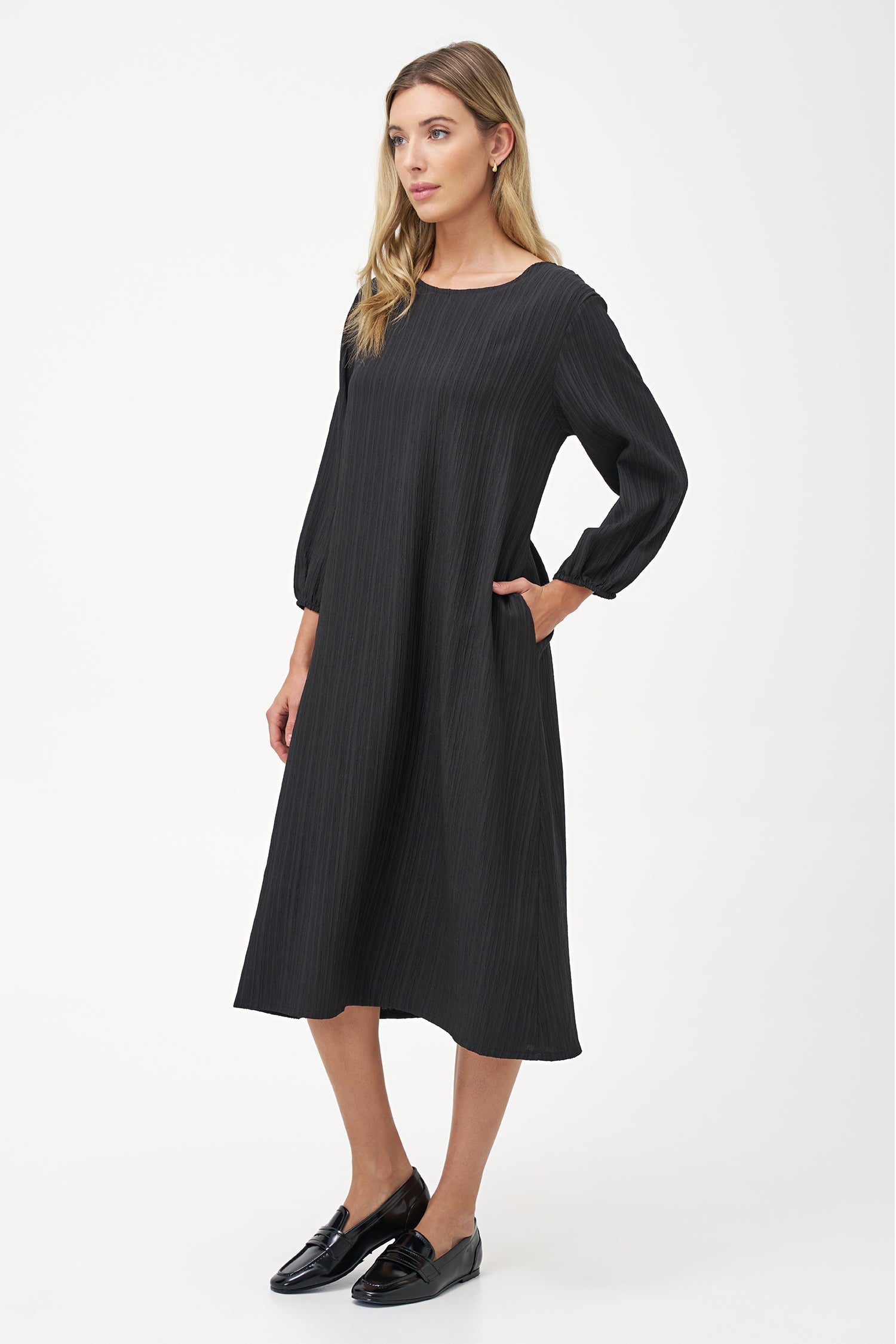 Women's Woven Crew-Neck A-Line Dress