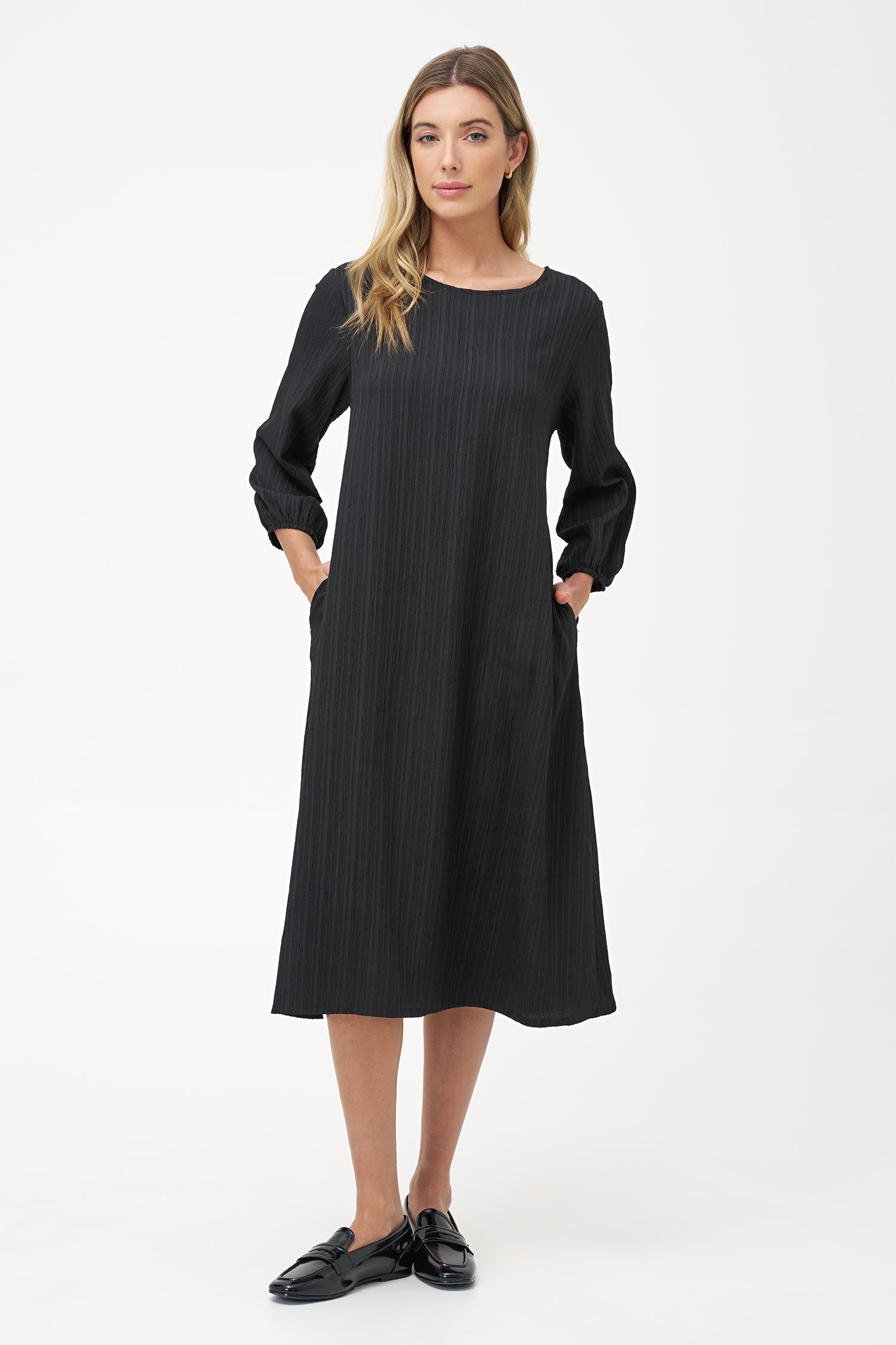 Women's Woven Crew-Neck A-Line Dress