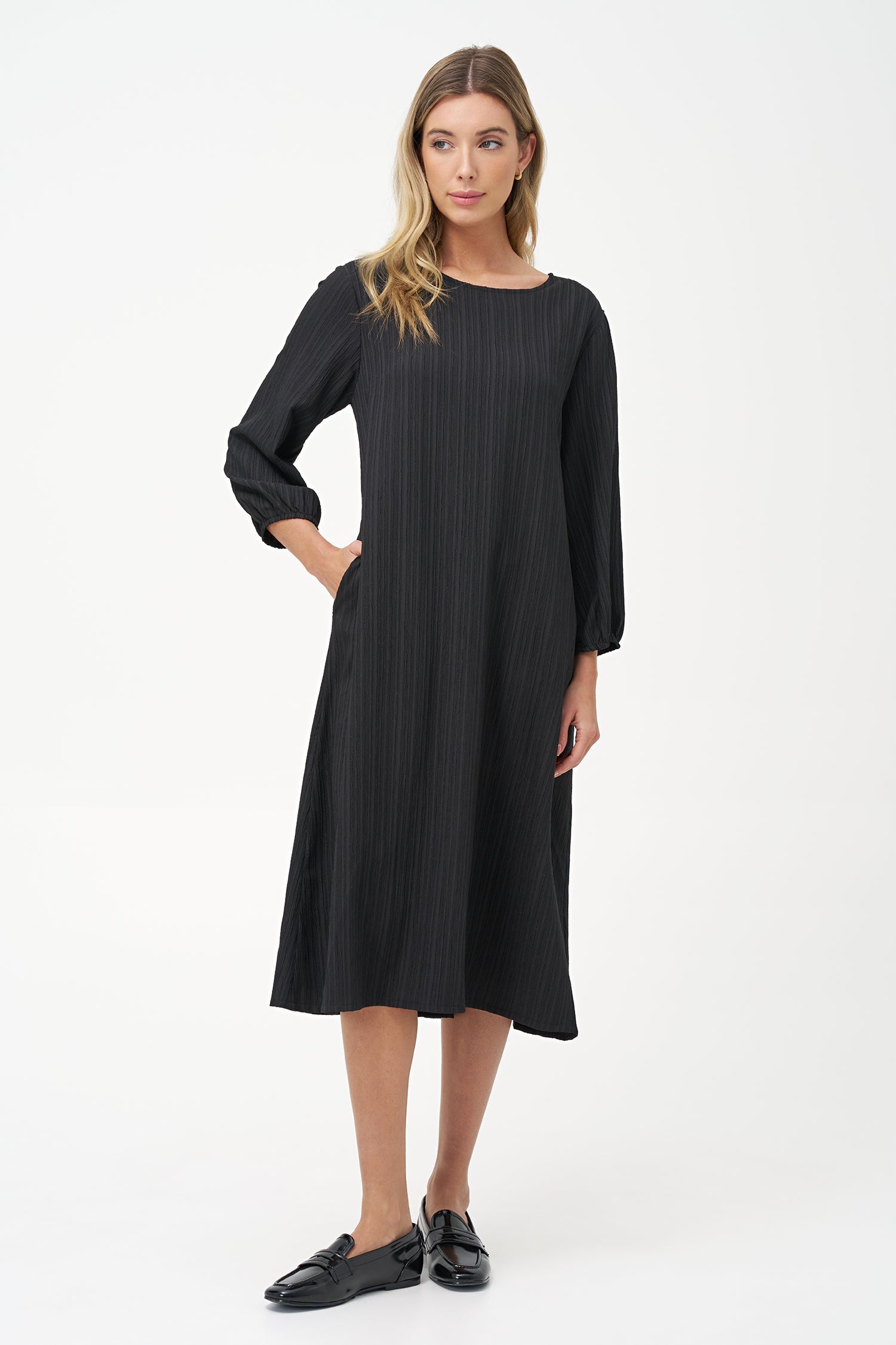 Women's Woven Crew-Neck A-Line Dress