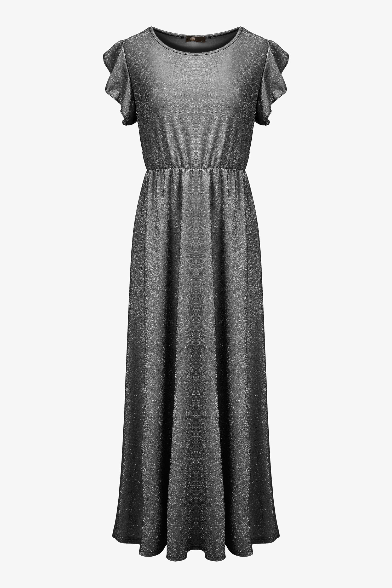 Women’s knit maxi crew-neck dress, with flowing cap sleeves