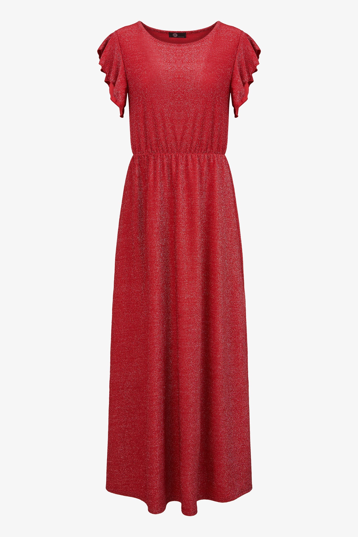 Women’s knit maxi crew-neck dress, with flowing cap sleeves
