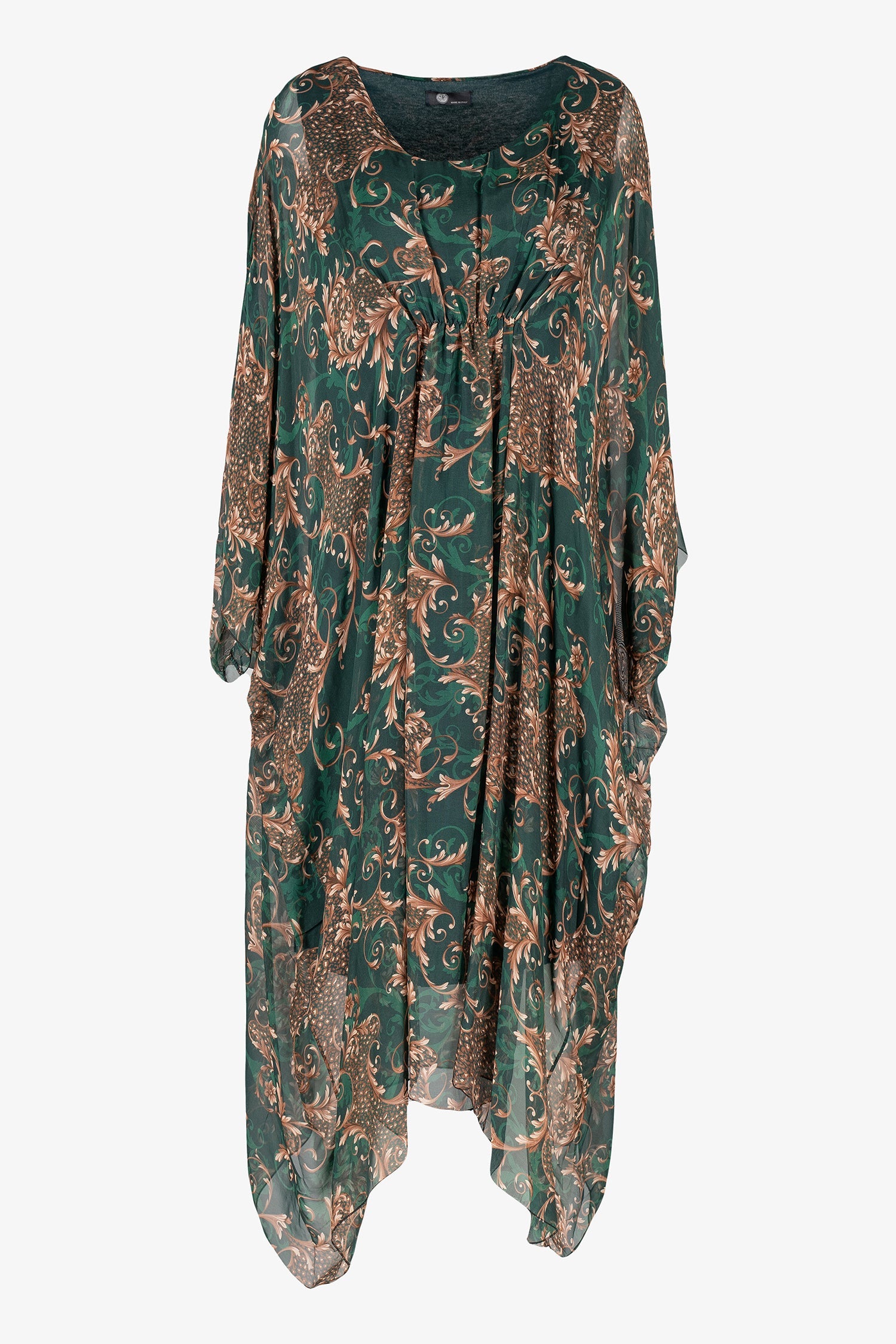 Women’s woven v-neck kaftan dress, with gathered front