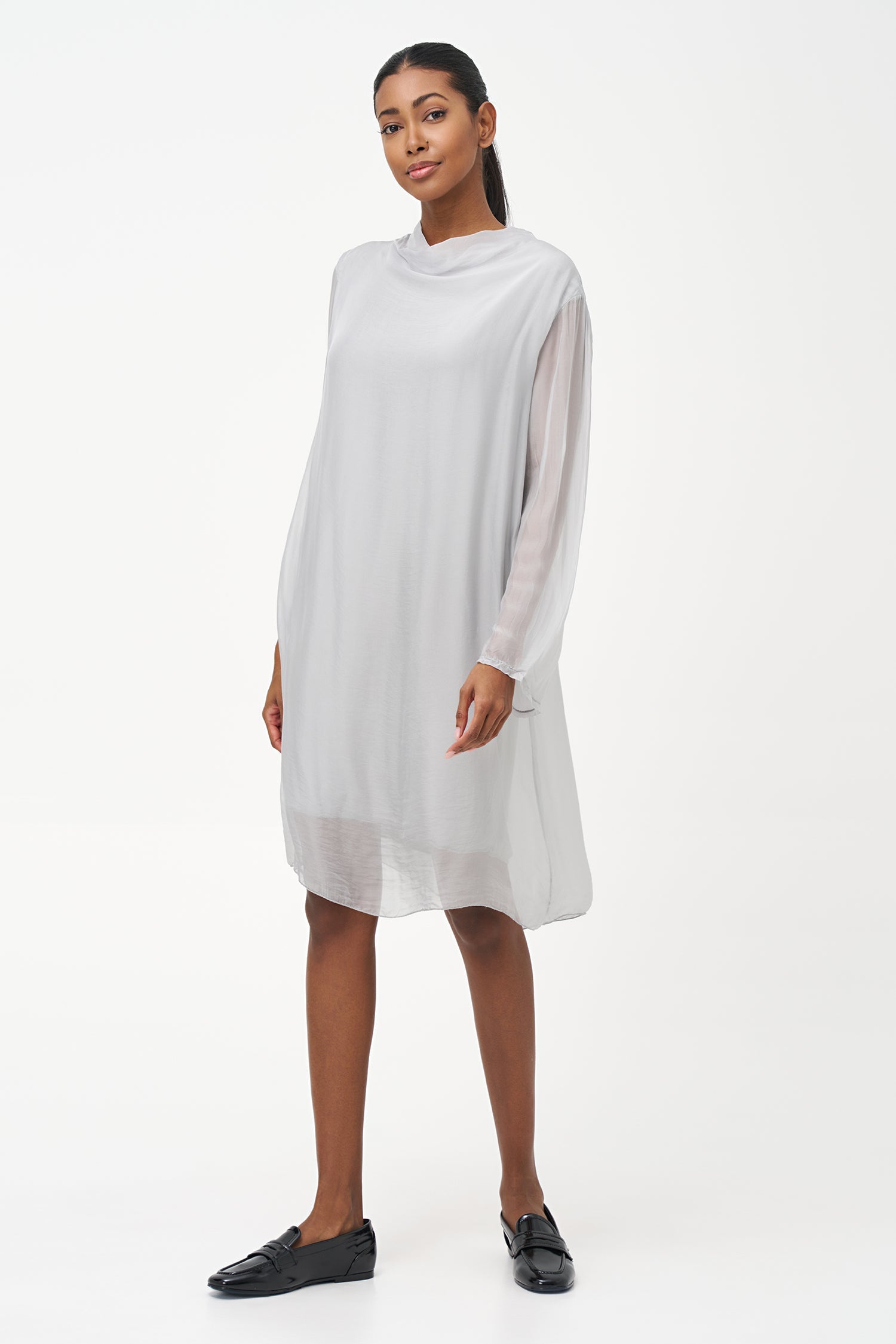 Women's Woven Long Sleeve Mock-Neck Dress