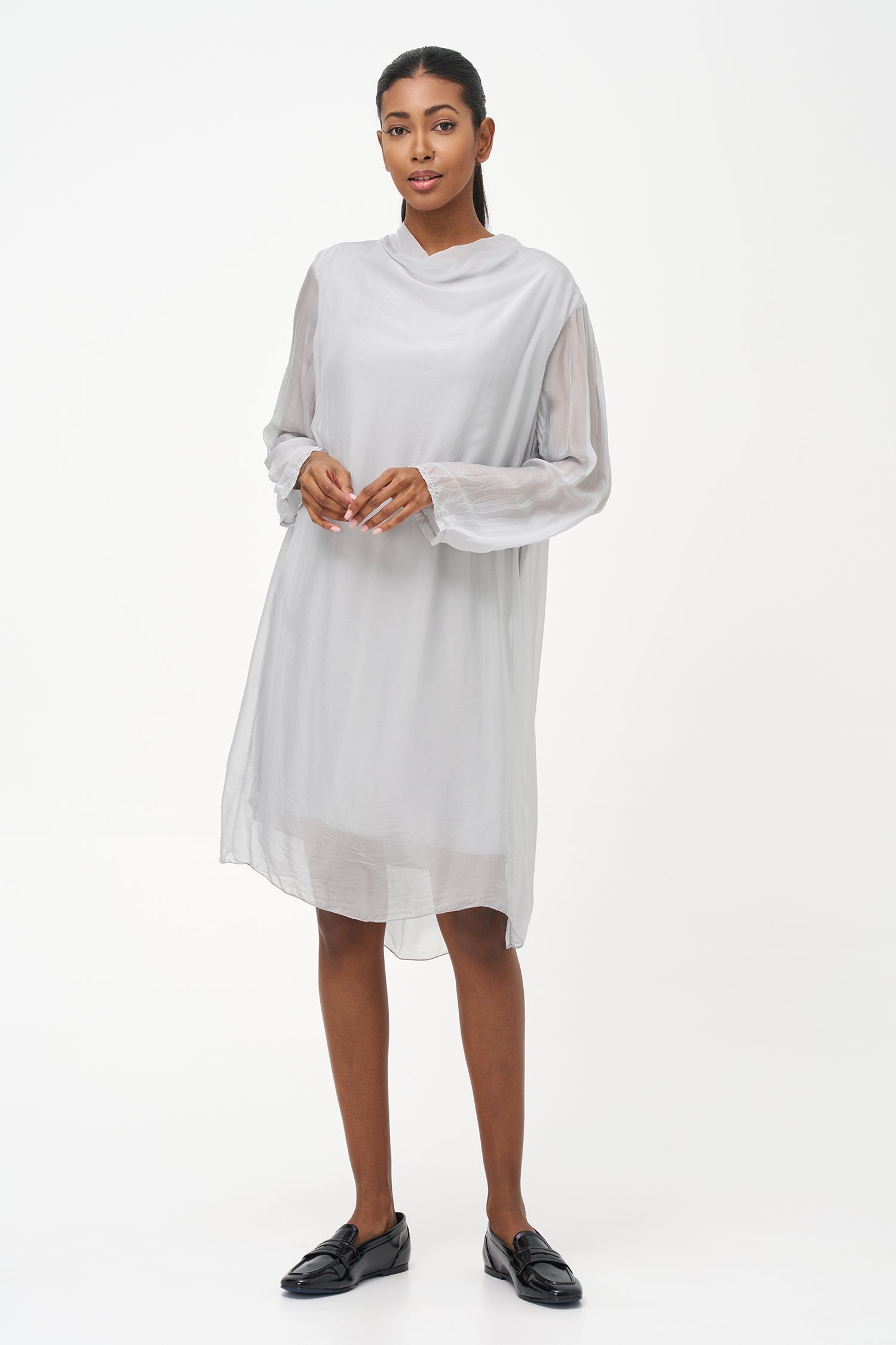 Women's Woven Long Sleeve Mock-Neck Dress