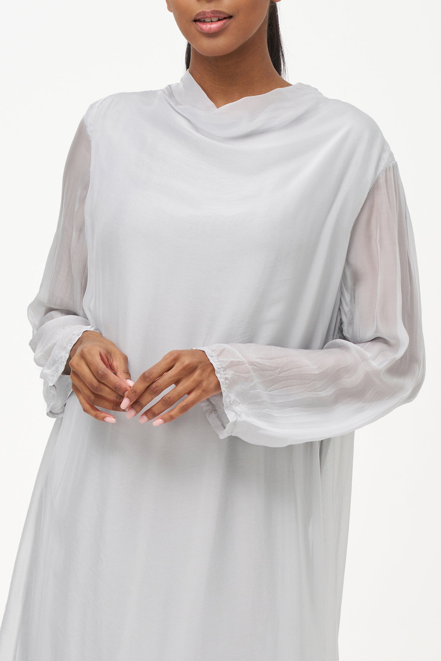 Women's Woven Long Sleeve Mock-Neck Dress