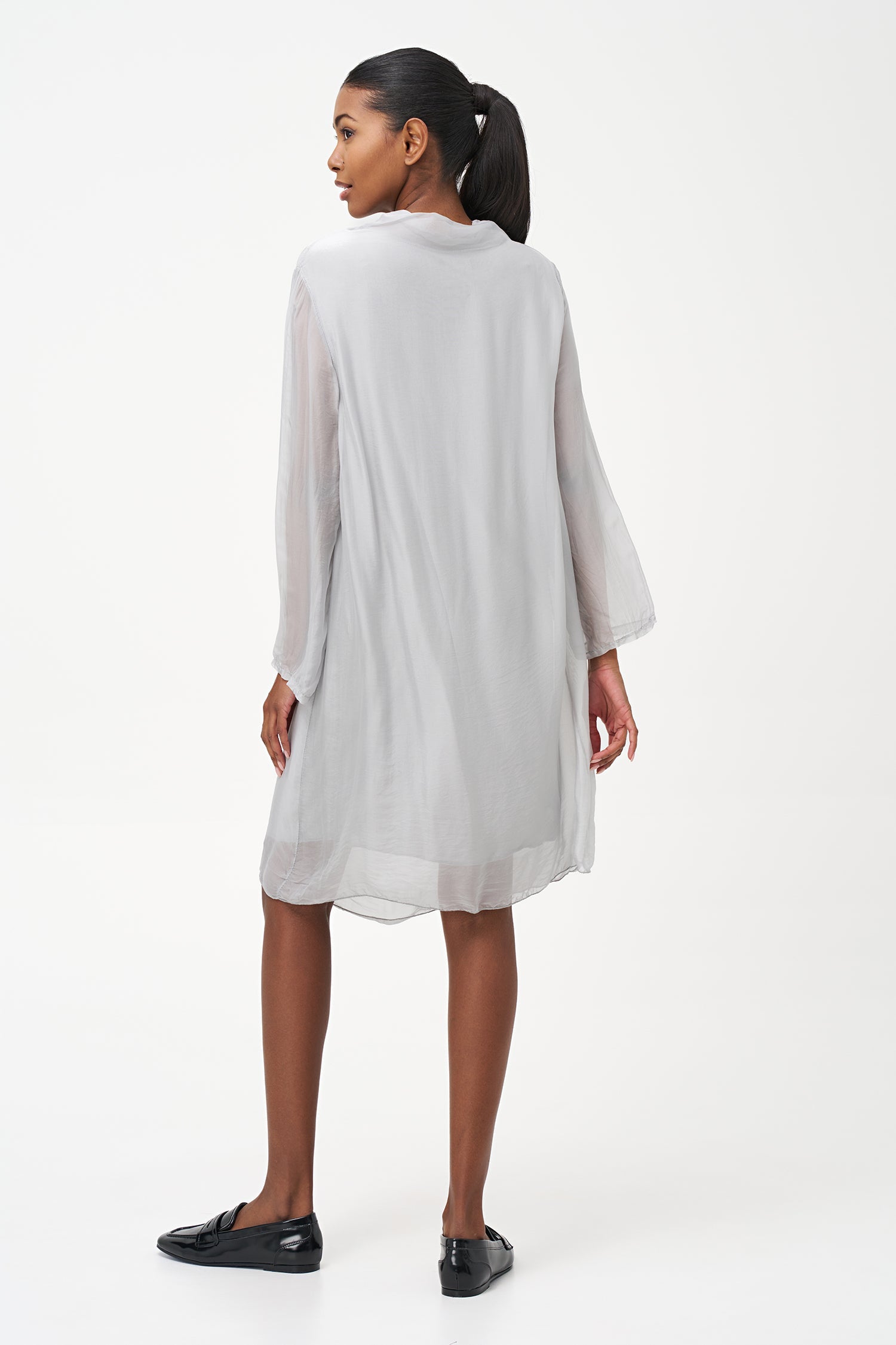 Women's Woven Long Sleeve Mock-Neck Dress