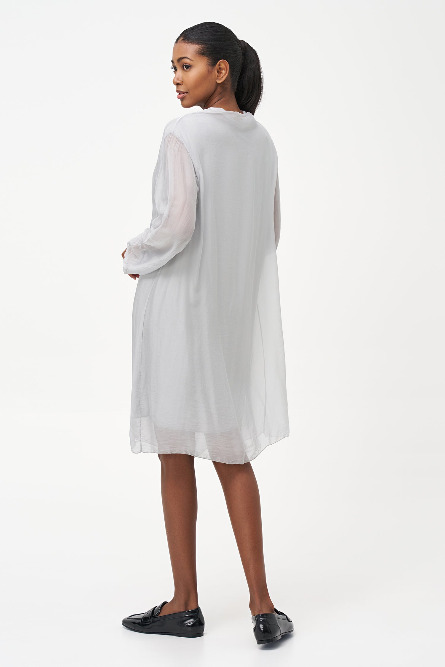 Women's Woven Long Sleeve Mock-Neck Dress