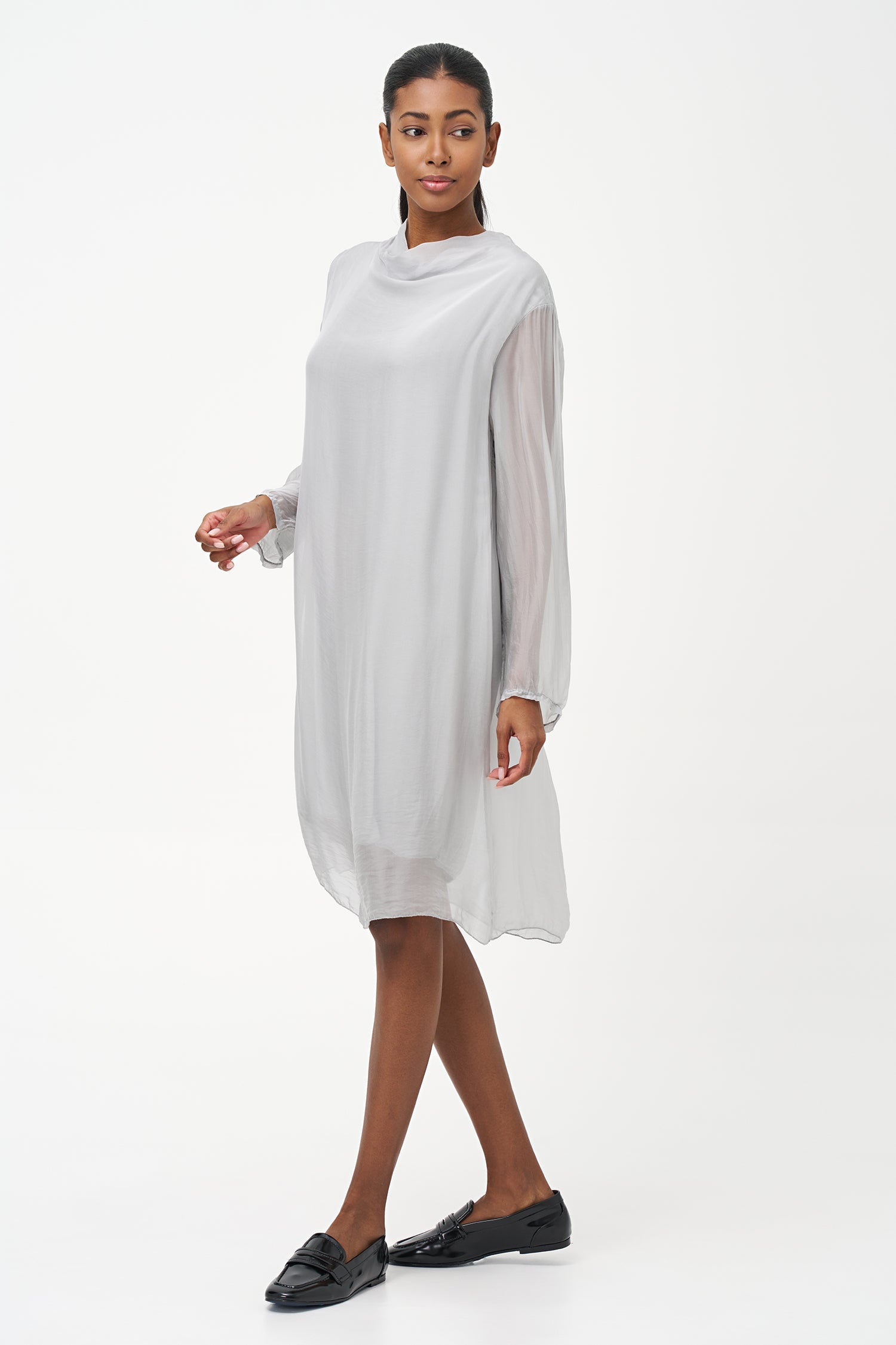 Women's Woven Long Sleeve Mock-Neck Dress