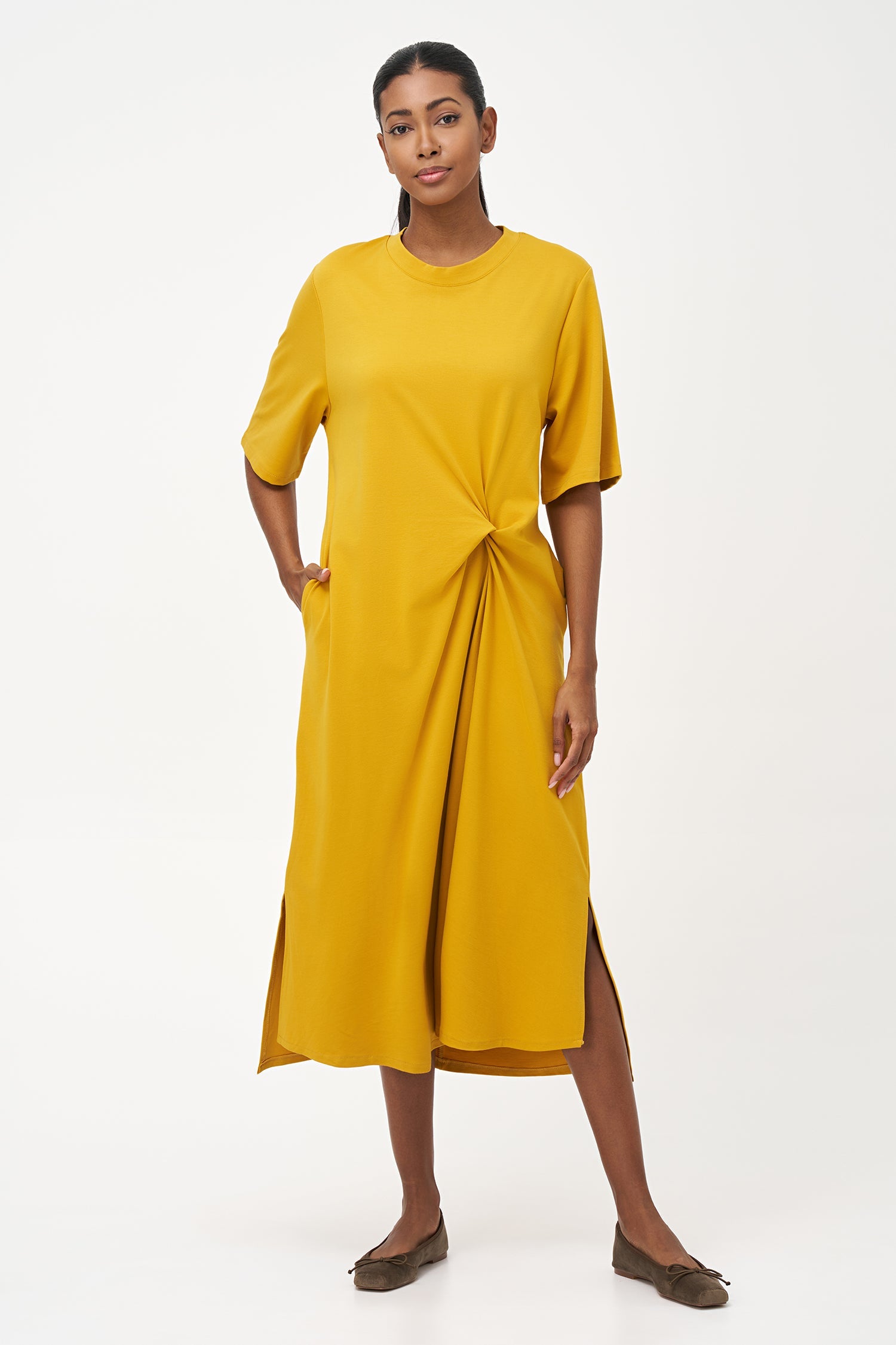 Women's Knit Elbow-Length Sleeves Dress