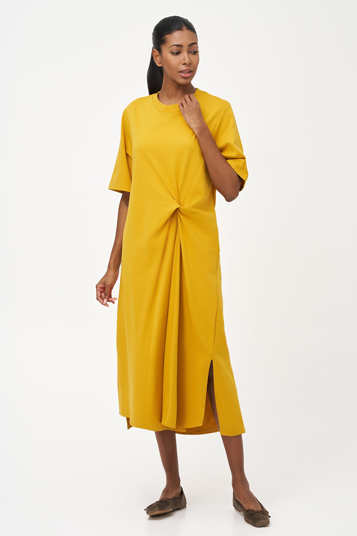 Women's Knit Elbow-Length Sleeves Dress