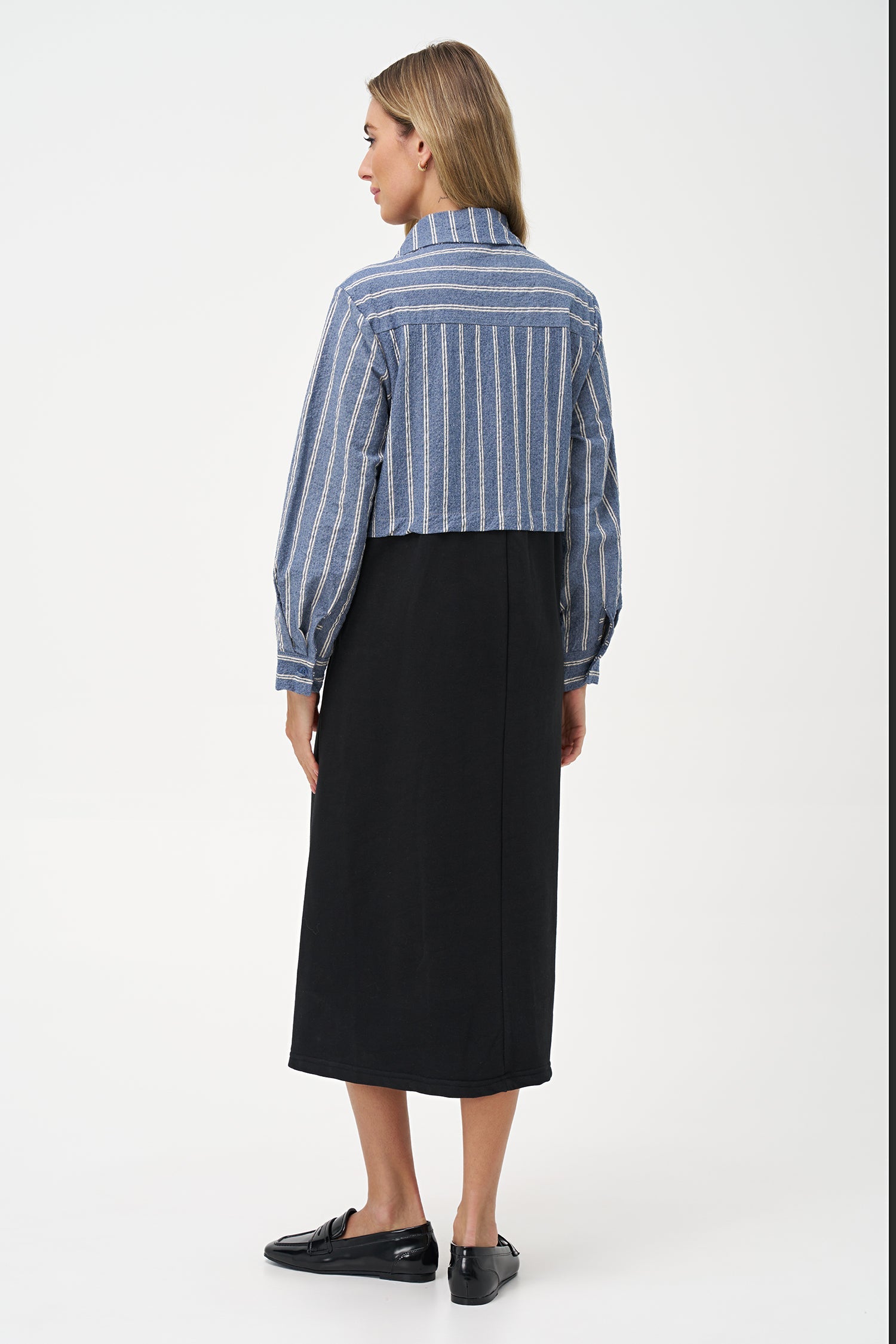 Women's Woven & Knit Combo Long Sleeve Dress