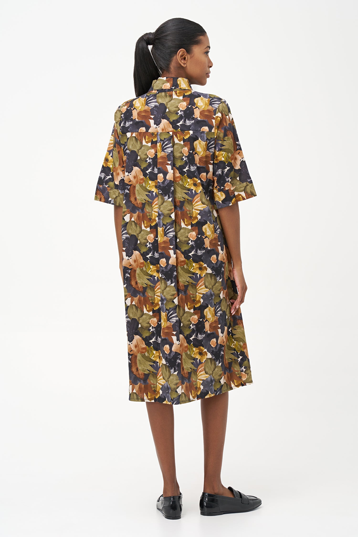 Women's Woven Pleated Shirt-Dress