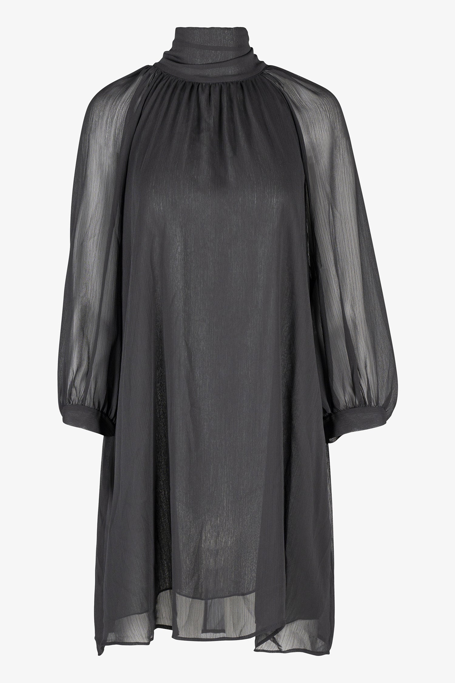 Women's Woven Sheer Mock-Neck Knee-Length Dress