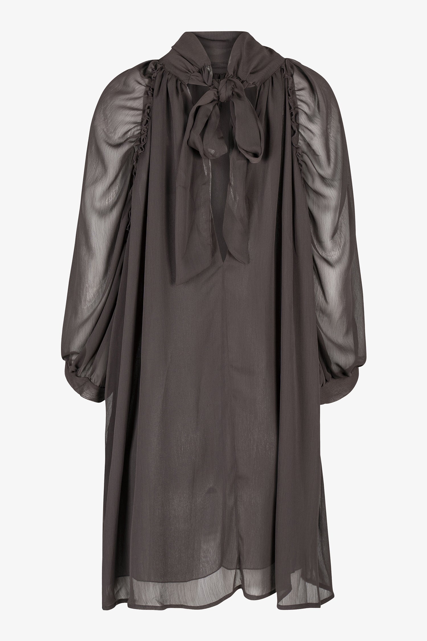 Women's Woven Sheer Mock-Neck Knee-Length Dress