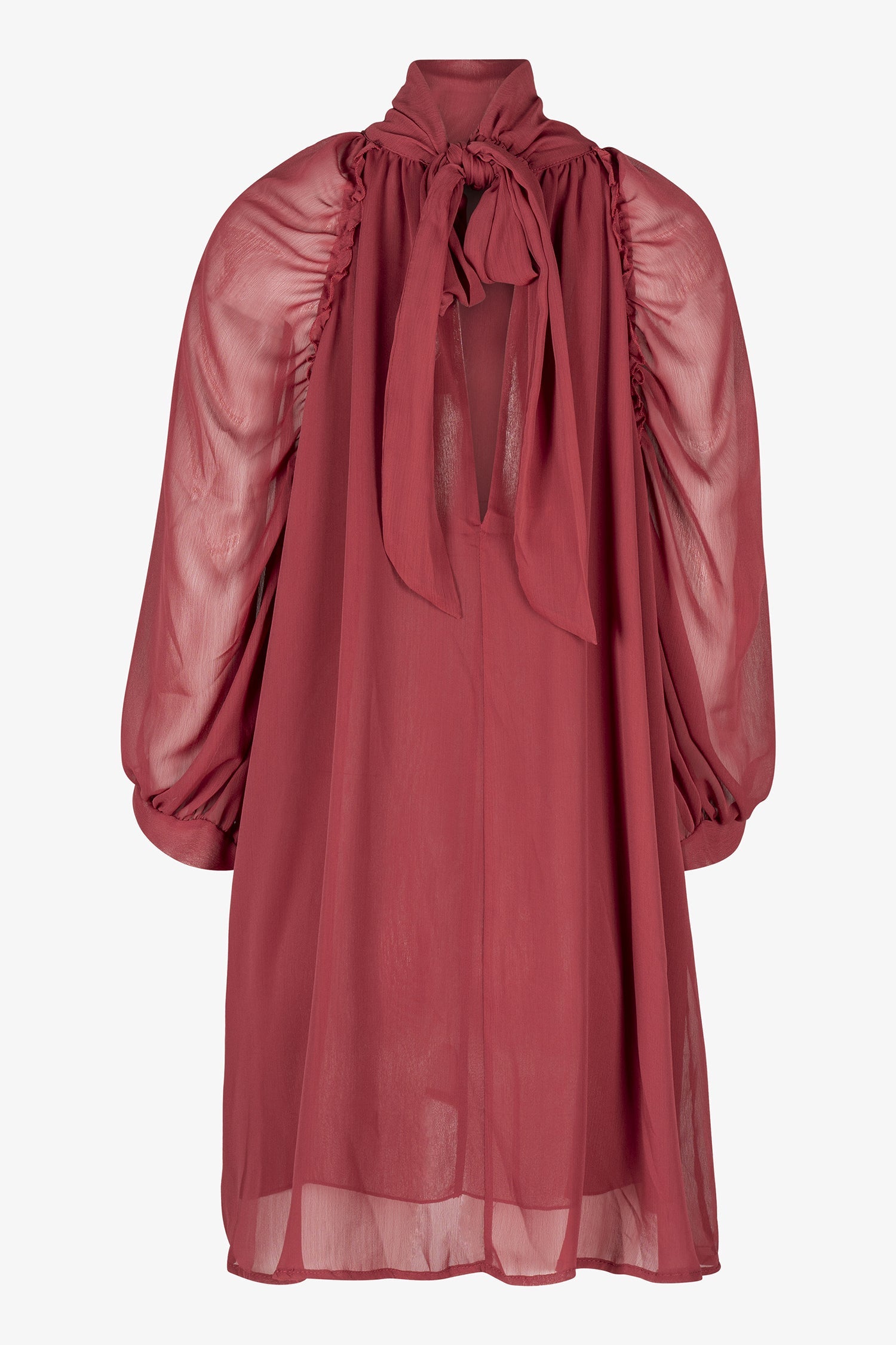 Women's Woven Sheer Mock-Neck Knee-Length Dress