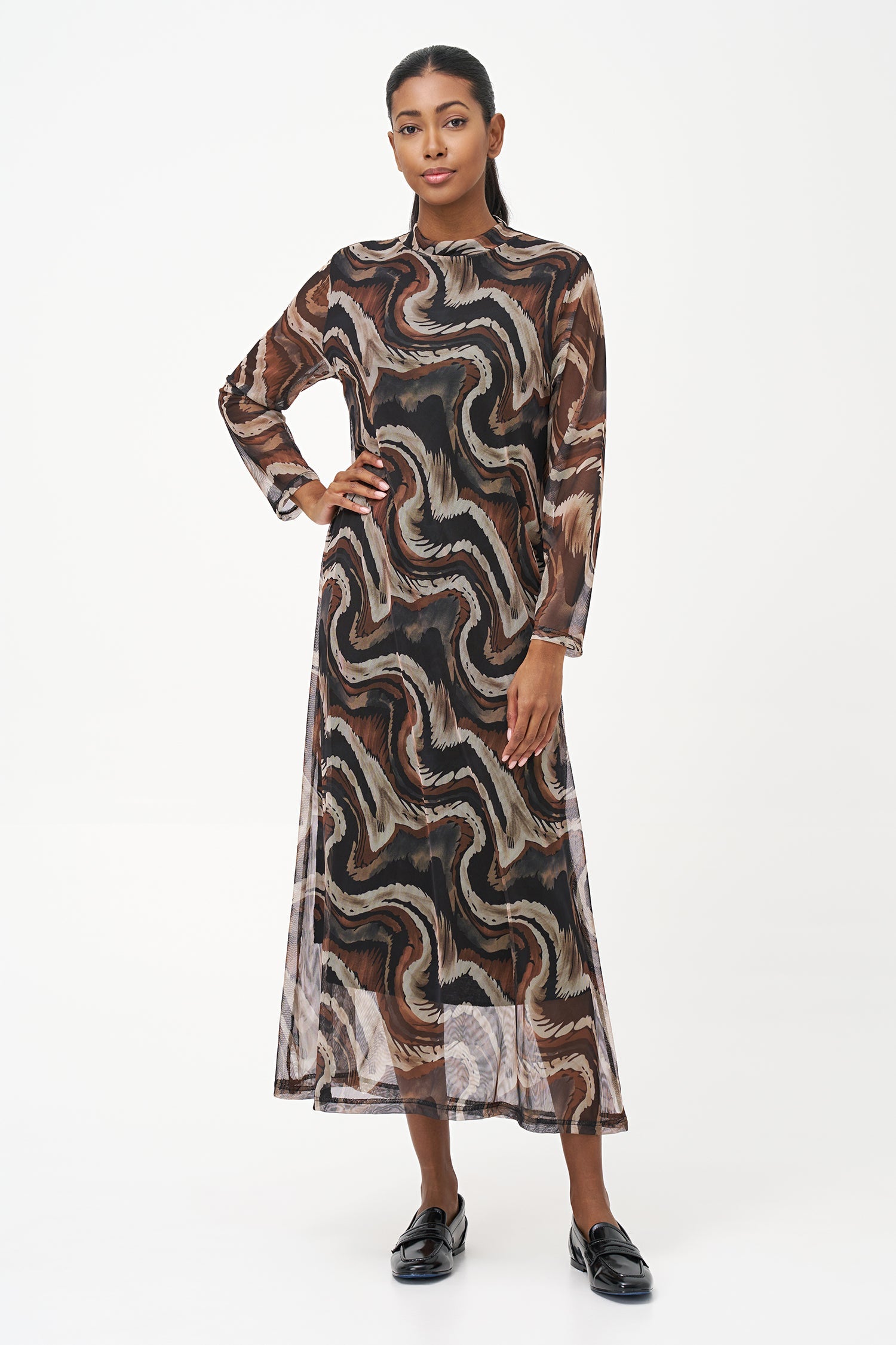 Women's Knit Mock-Neck Maxi Dress