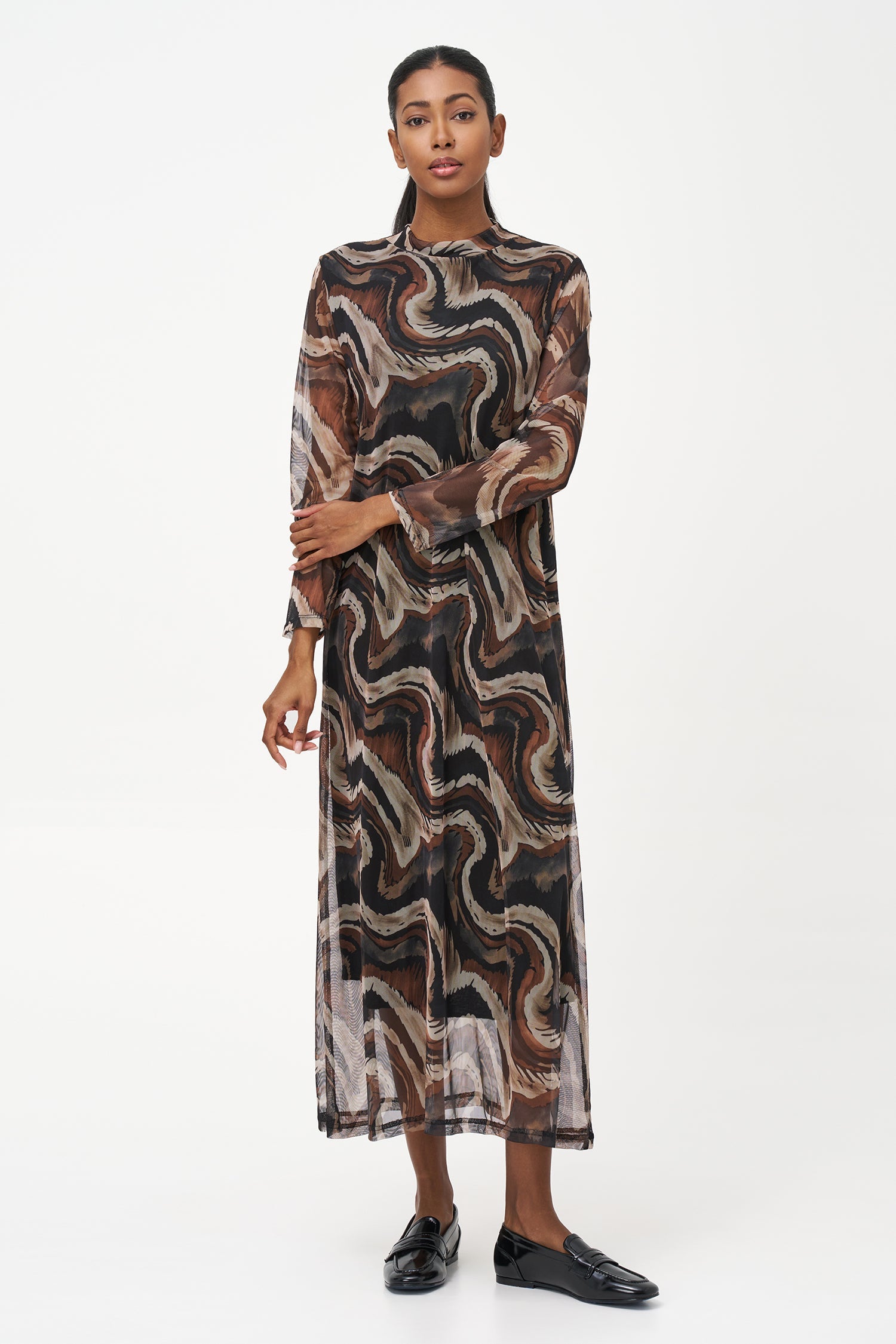 Women's Knit Mock-Neck Maxi Dress