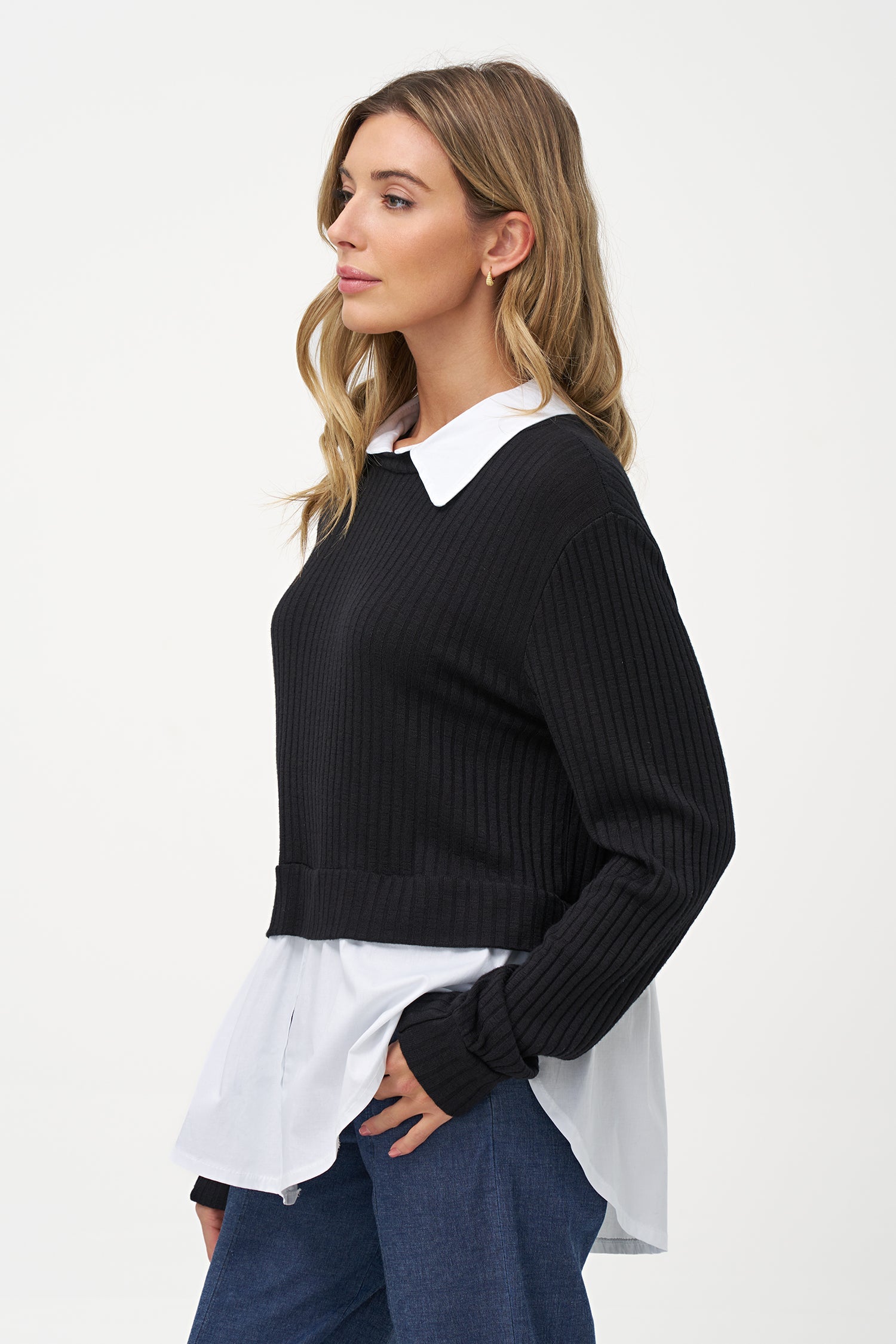 Women's Knit & Woven Combo Tunic