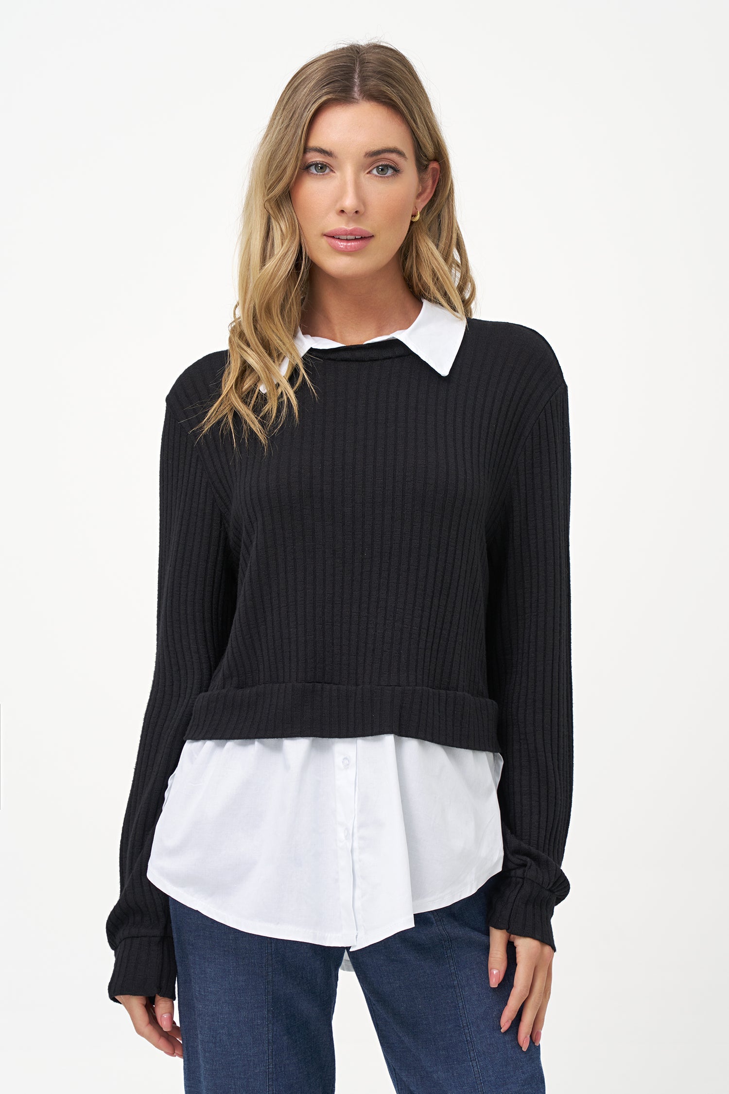 Women's Knit & Woven Combo Tunic
