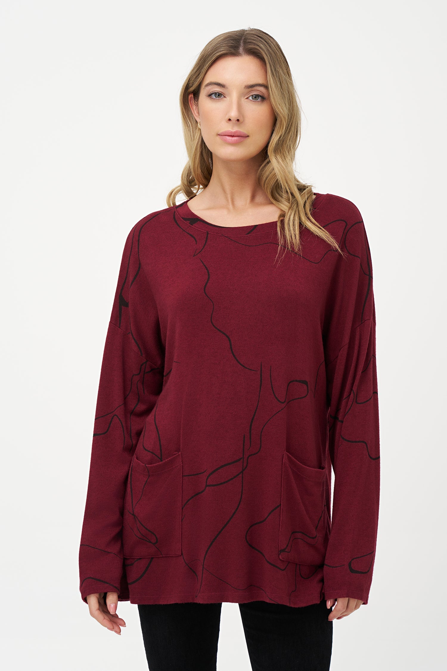 Women's Knit Wide Neck Tunic